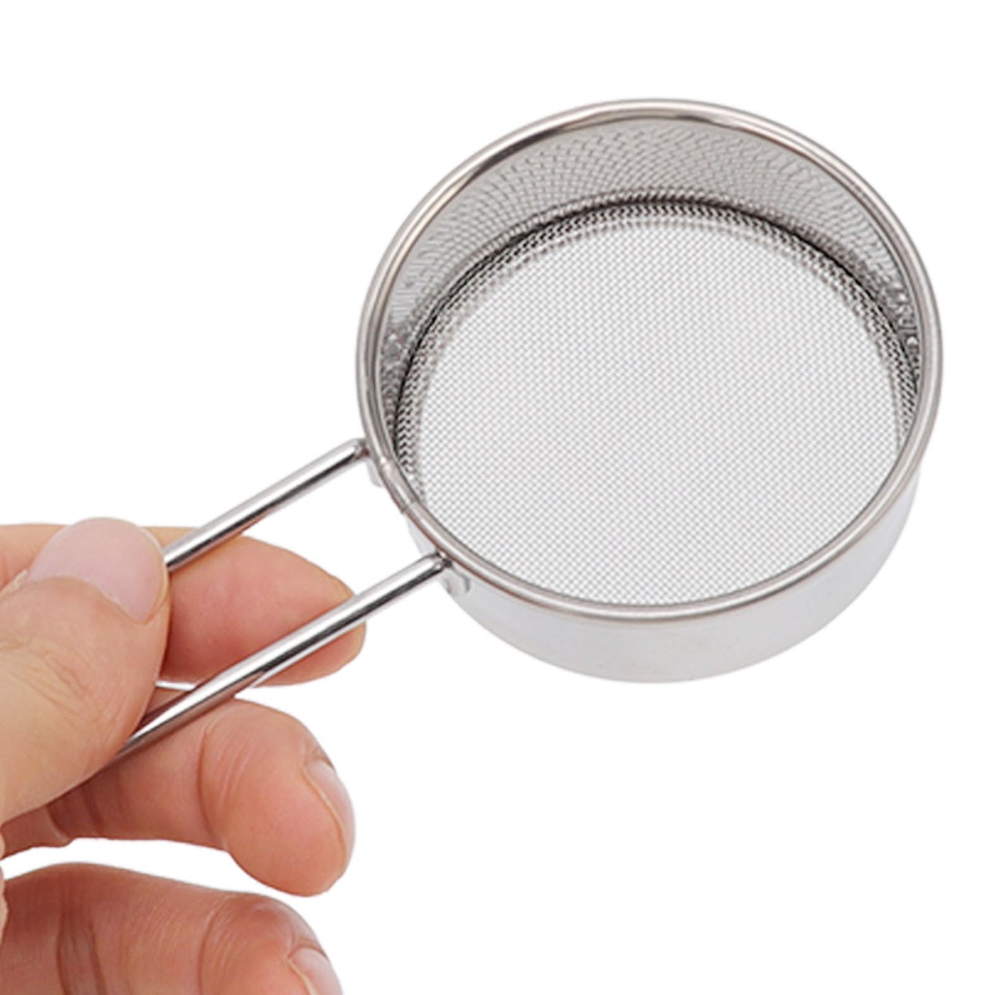 Flour Sieve Strainer 304 Stainless Steel Lightweight Easy Cleaning Ergonomic Handle Mesh Round Sifter for Baking