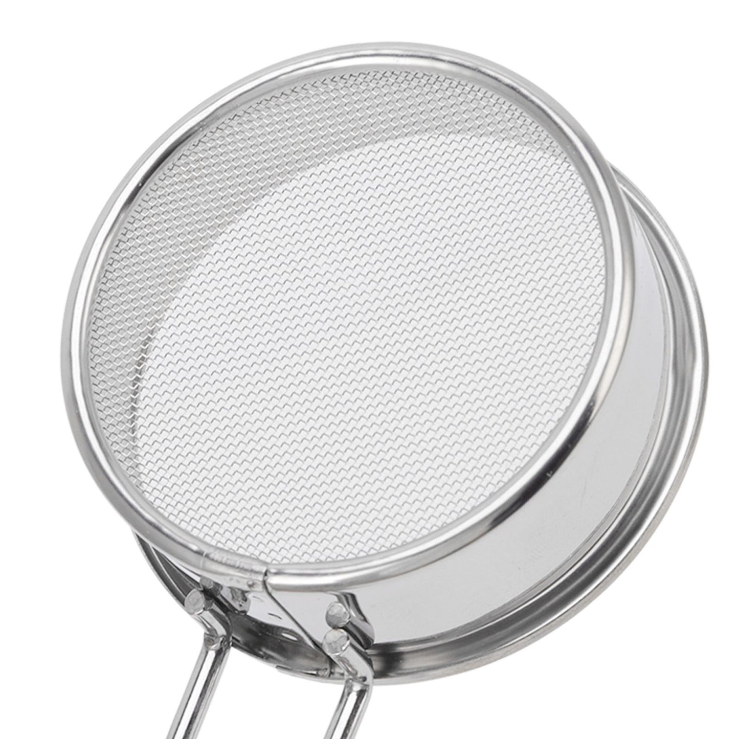 Flour Sieve Strainer 304 Stainless Steel Lightweight Easy Cleaning Ergonomic Handle Mesh Round Sifter for Baking