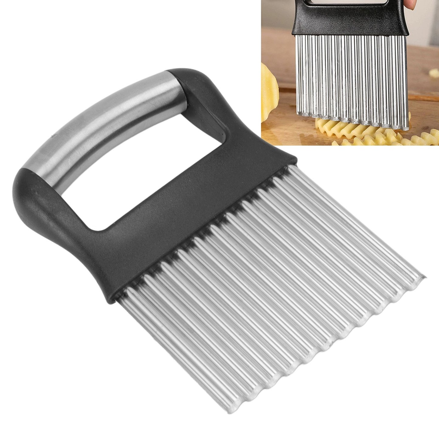 Crinkle Cutter Rustproof Stainless Steel Wavy Potato Crinkle Cutter with Comfortable Grip for Kitchen