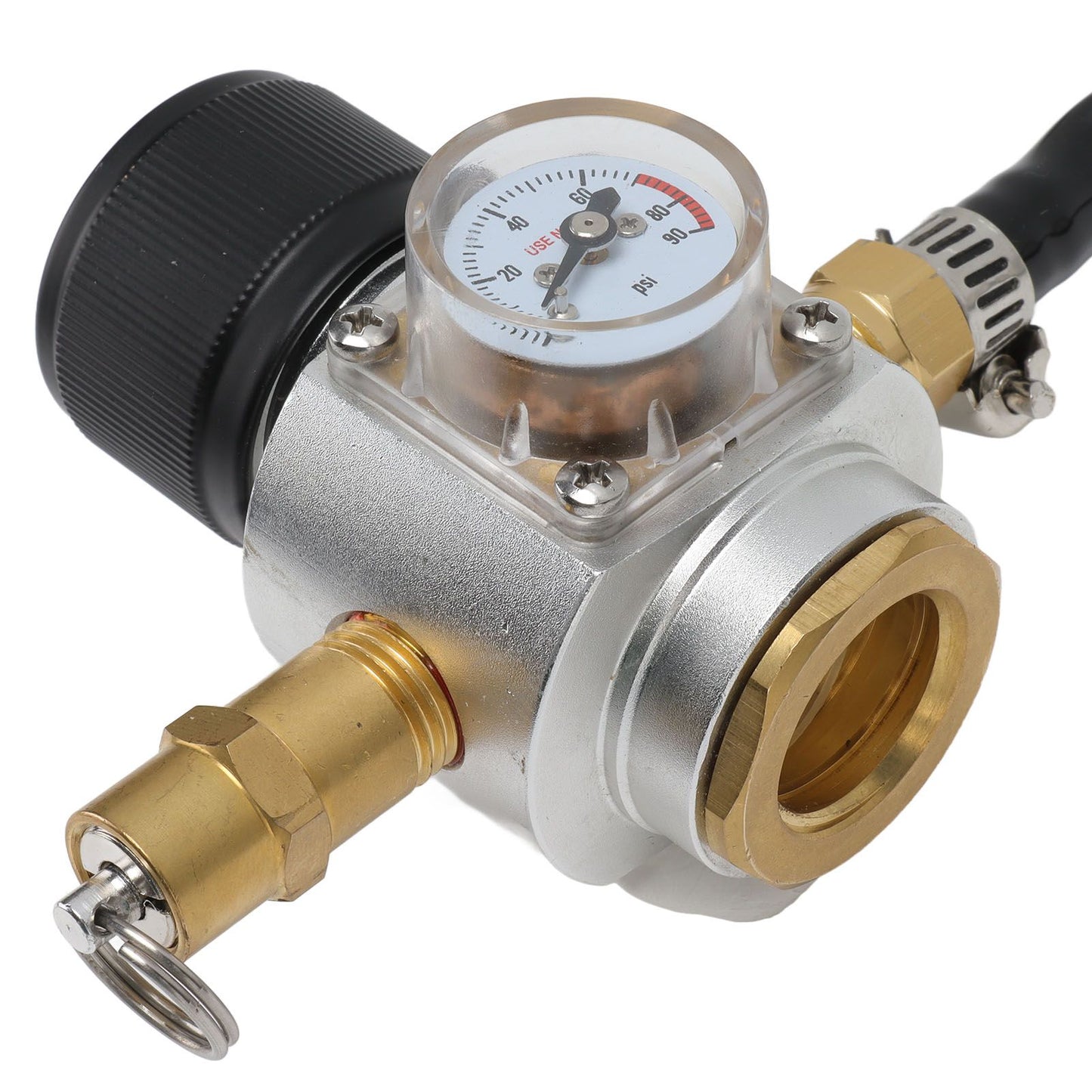 Soda Water Automatic Beer Maker 2nd Stage Pressure Gauge Black Hose Distributor Set with Safety Valve for Household