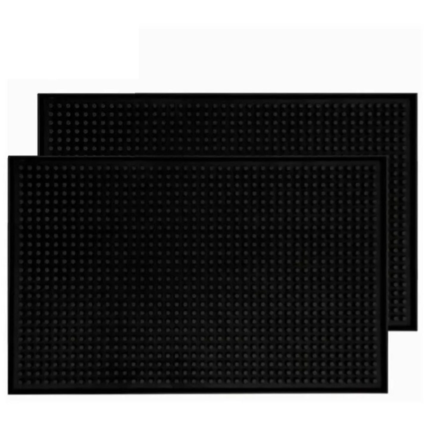 2 Pcs Bar Service Mat Black Waterproof Heat Insulating PVC Bar Countertop Spill Mat 45x30x1cm