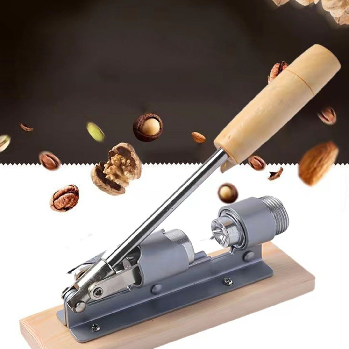 Pecan Nut Cracker Mechanical Regulable Design Wood Stainless Steel Walnut Plier Opener Tool