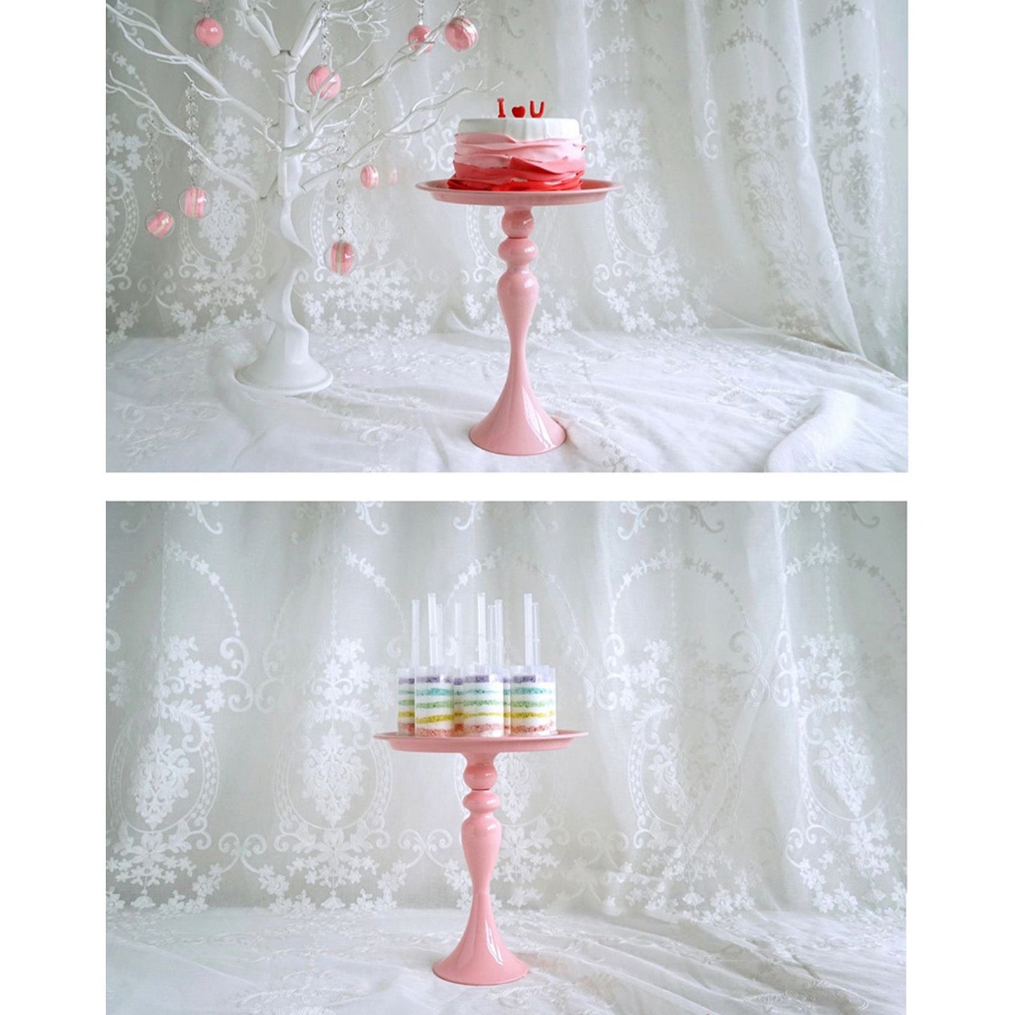 Cake Stand Minimalist Stable Decorative Multi Functional Cake Tray Holder for Cupcake Dessert Fruit Pink M