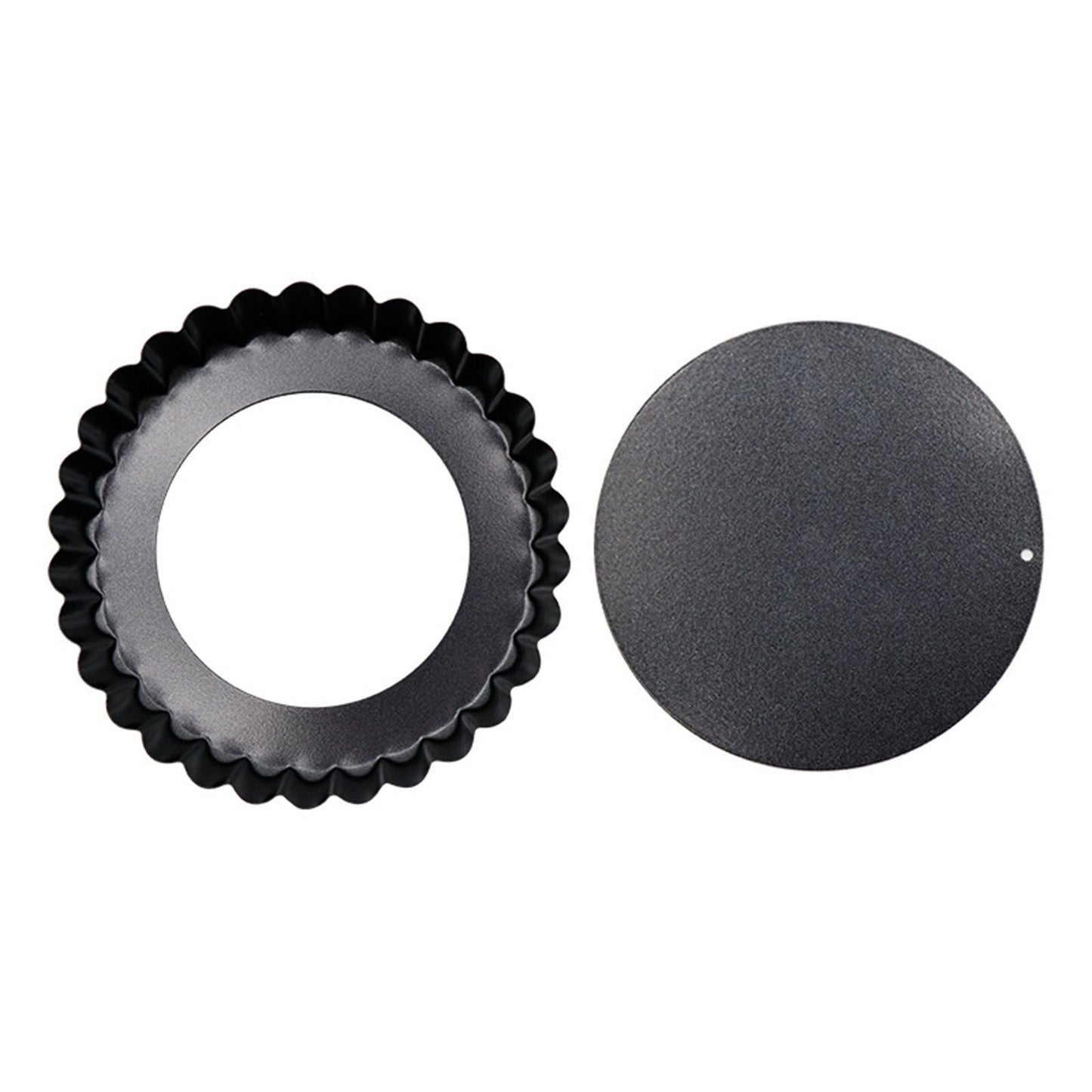 6PCS Removable Bottom Tart Pan Non Stick Coating Carbon Steel Black Quiche Pan for Kitchen
