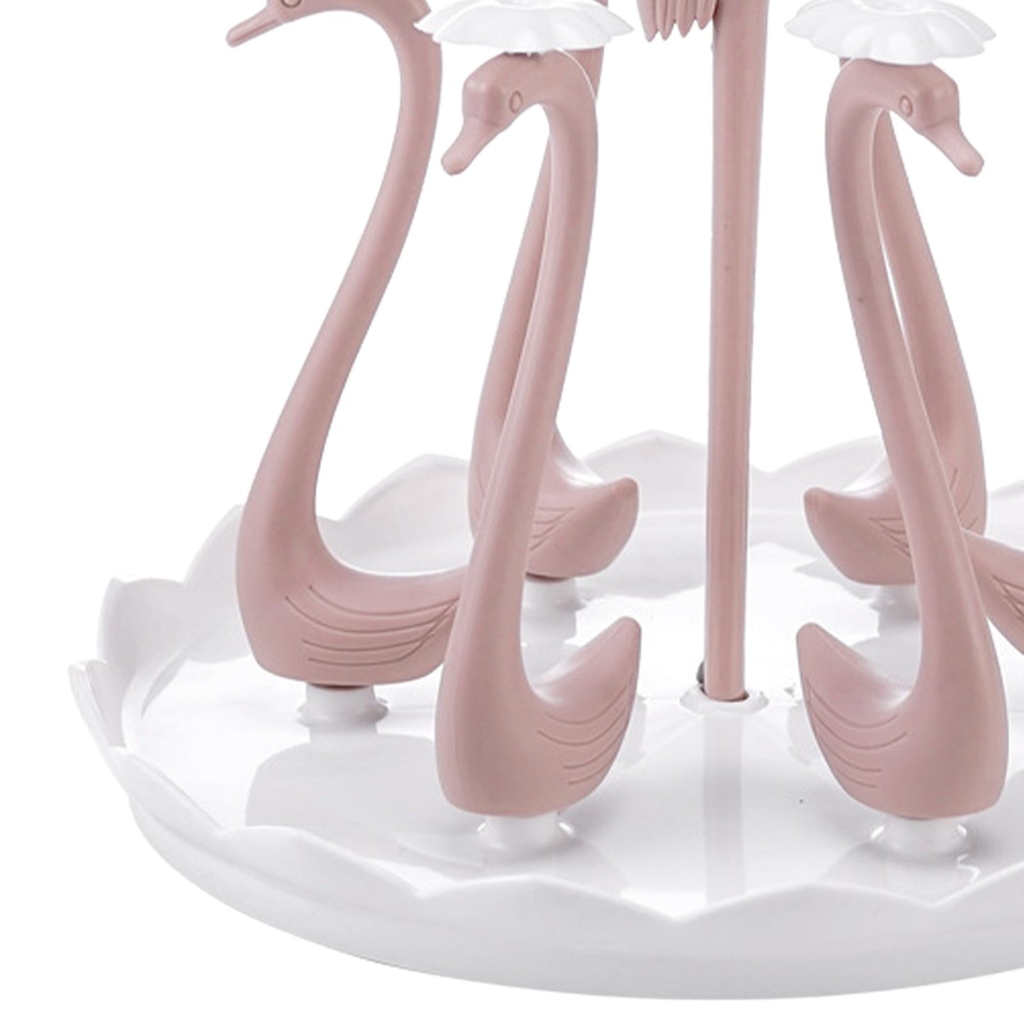 Swan Cup Holder with Rotating Drip Tray Plastic Rotatable Drinking Cup Drainer Stand Rack for Home Kitchen Pink 6 Heads