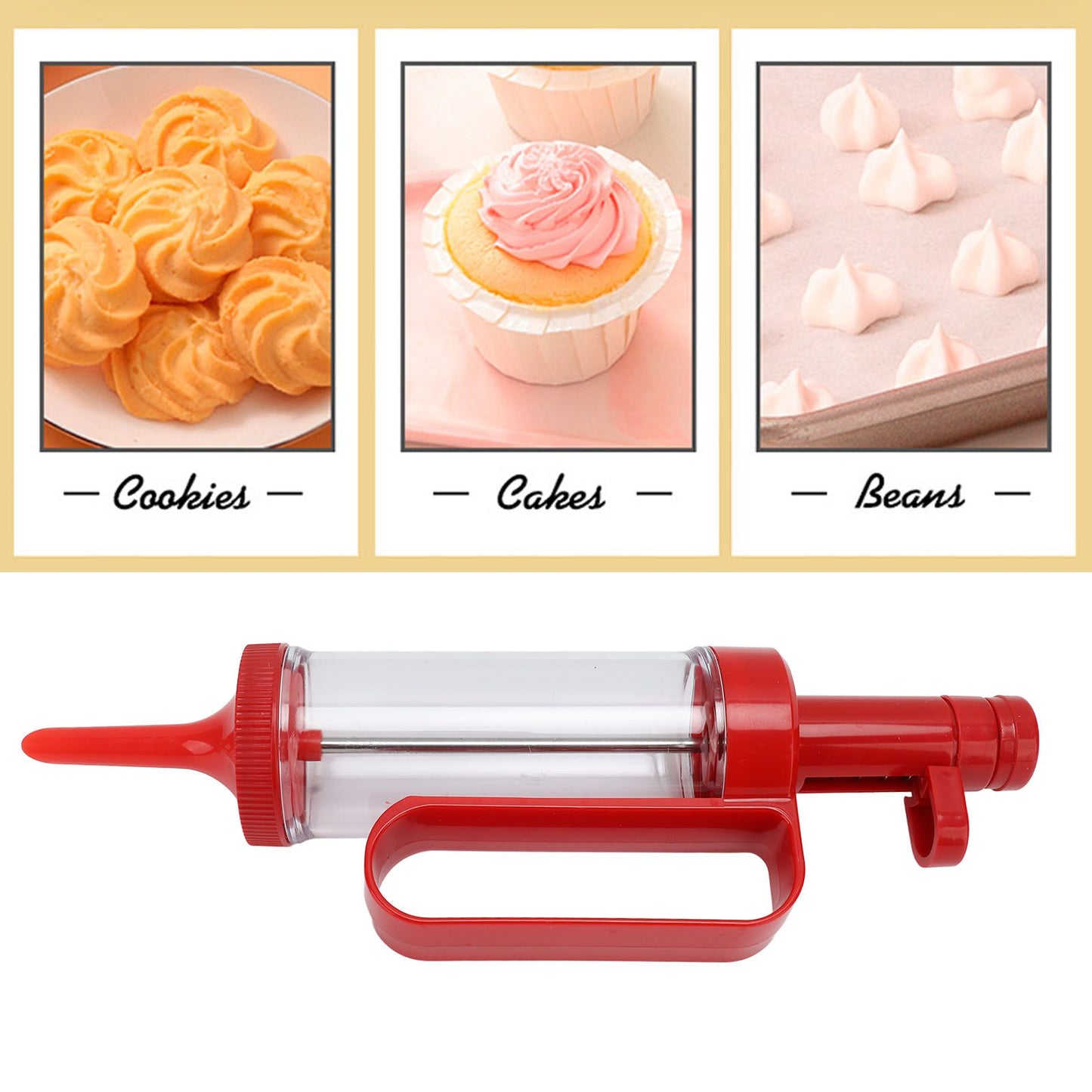 Biscuits Press Gun Kit Transparent Tube Food Grade Odorless Safe Biscuits Maker Press Machine Red