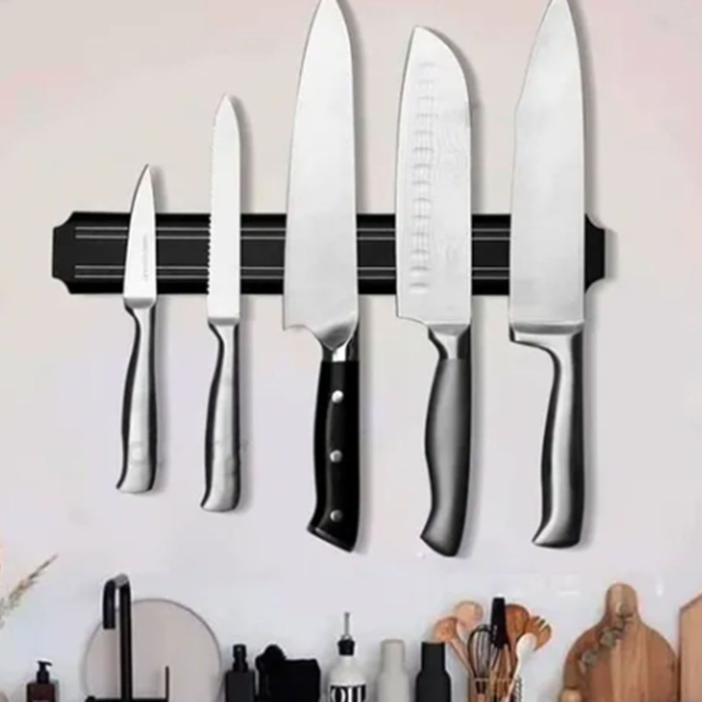 Magnetic Knife Holder Modern Simple Design Multi Use Wall Mount Knife Strip 38cm