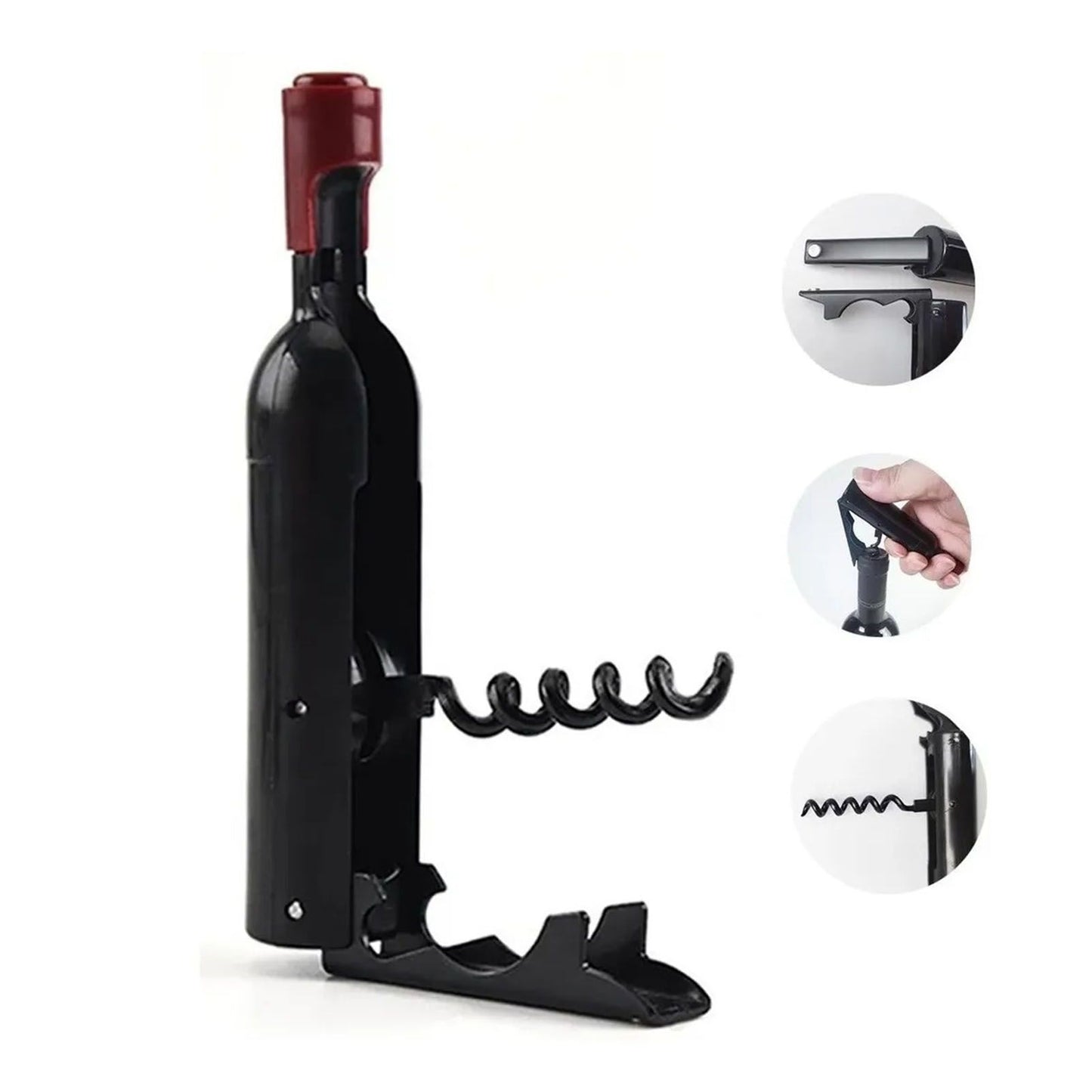 Wine Opener Black Multifunctional Magnet Design Portable Stainless Steel Wine Opener