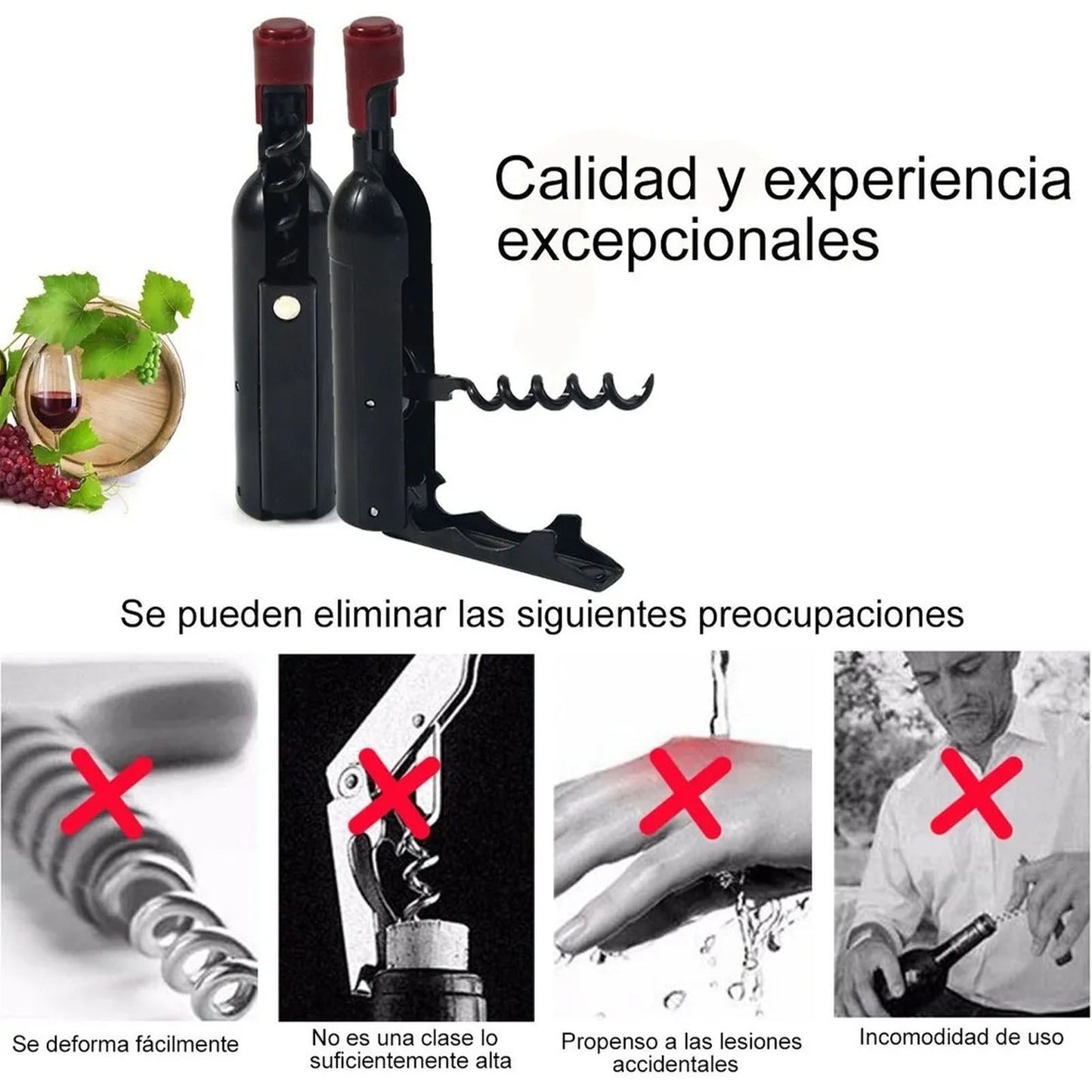 Wine Opener Black Multifunctional Magnet Design Portable Stainless Steel Wine Opener