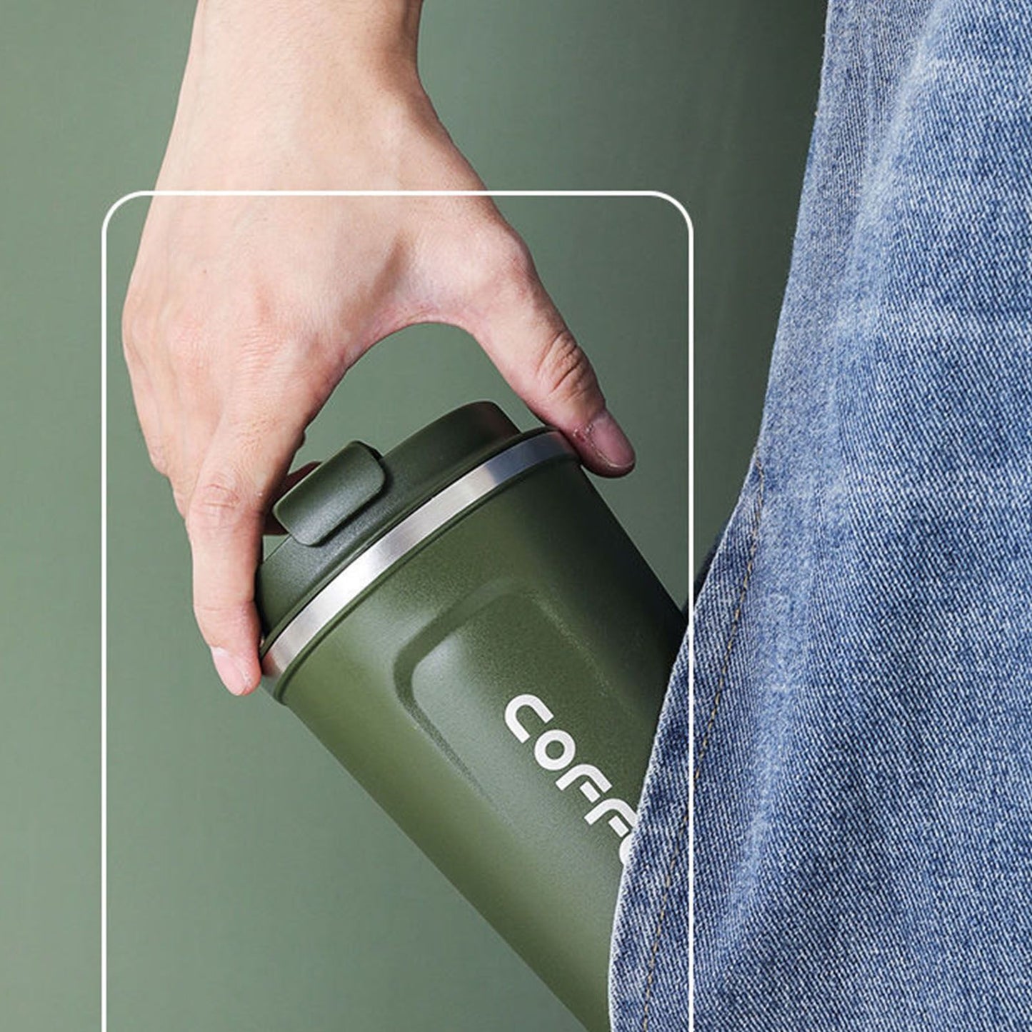 Smart Temperature Display Coffee Cup Portable 304 Stainless Steel Insulation Cup Simple Style Pure Color Generation 2nd Green 510ml