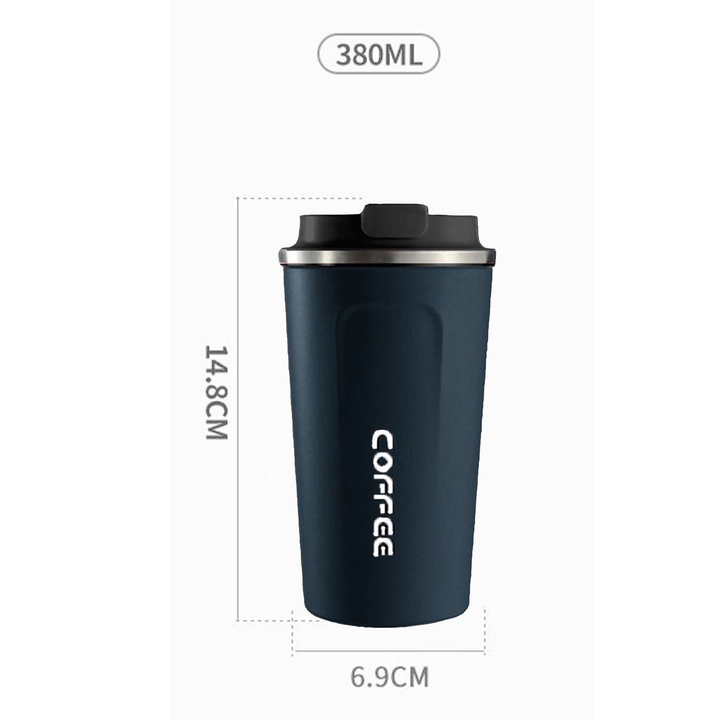 Smart Temperature Display Coffee Cup Portable 304 Stainless Steel Insulation Cup Simple Style Pure Color Generation 2nd Blue 380ml