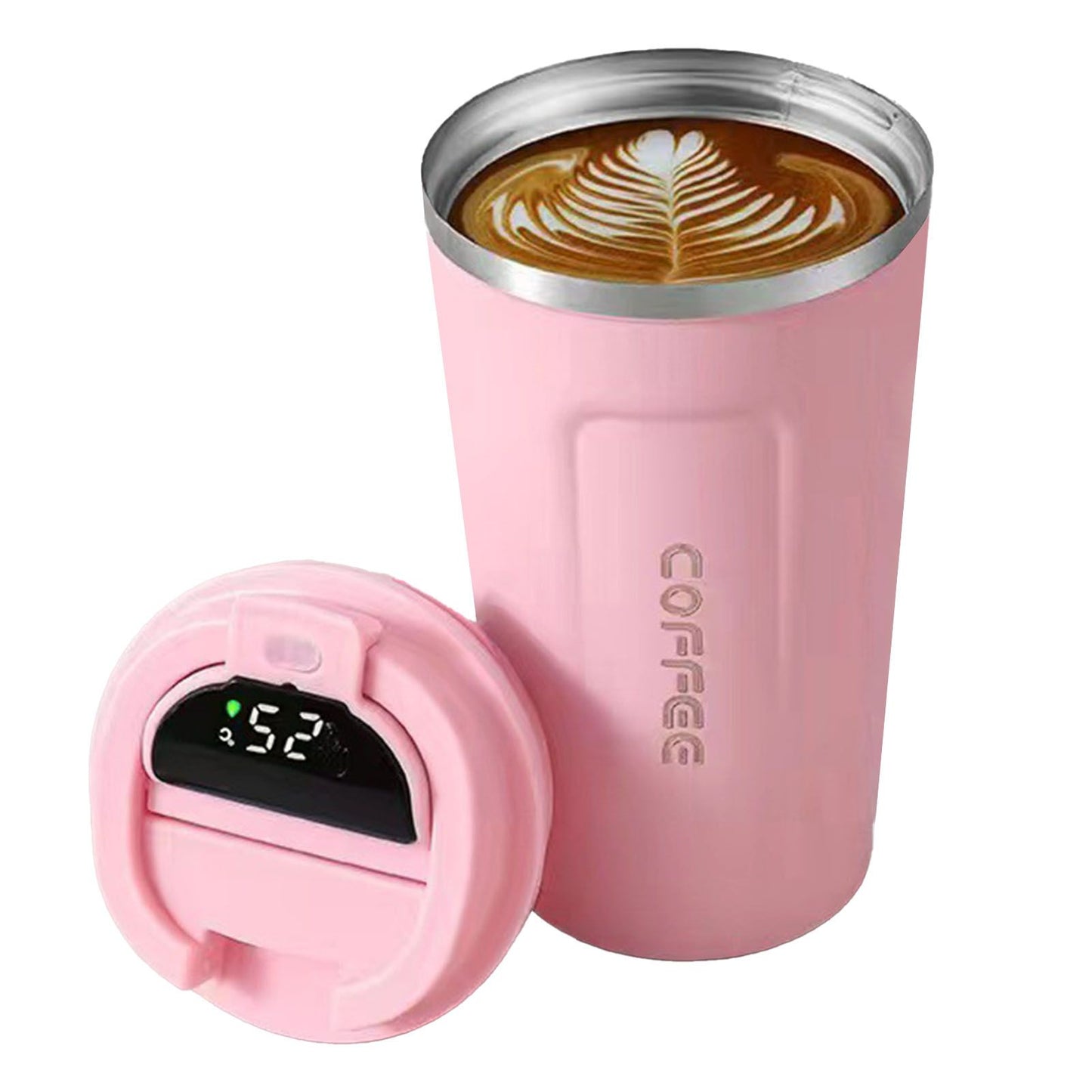 Smart Temperature Display Coffee Cup Portable 304 Stainless Steel Insulation Cup Simple Style Pure Color Generation 2nd Pink 510ml
