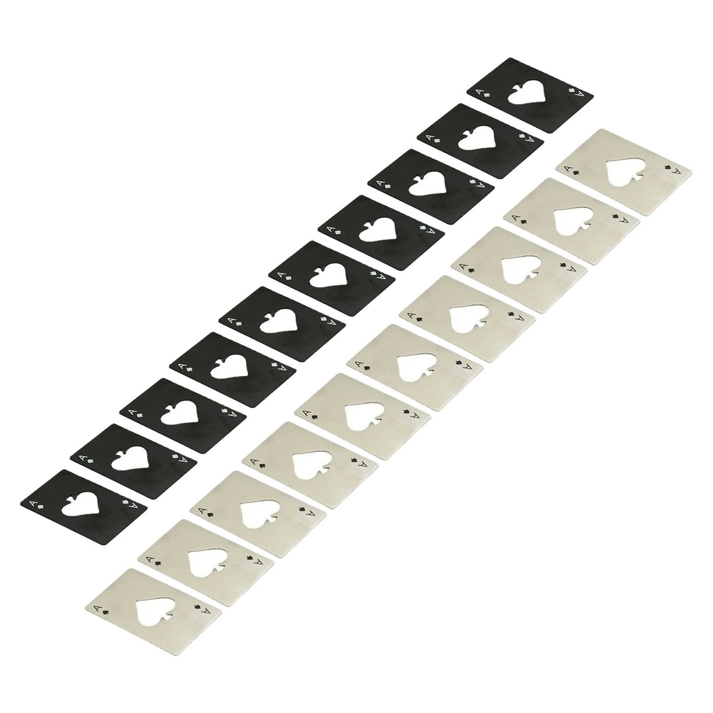 20 Pcs Poker Card Bottle Opener Beer Openers Stainless Steel Black Silver Cup Mat for Wallet Gifts
