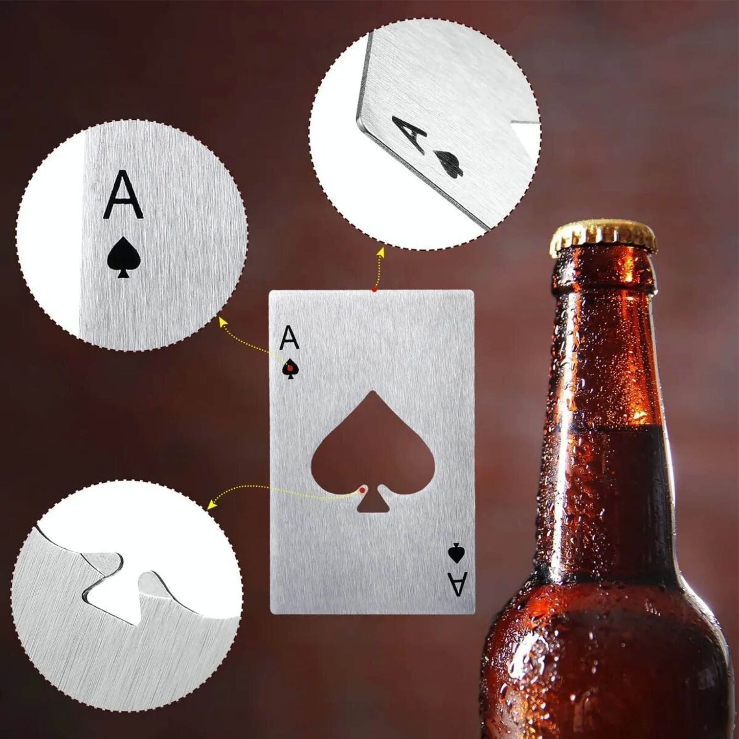 20 Pcs Poker Card Bottle Opener Beer Openers Stainless Steel Black Silver Cup Mat for Wallet Gifts