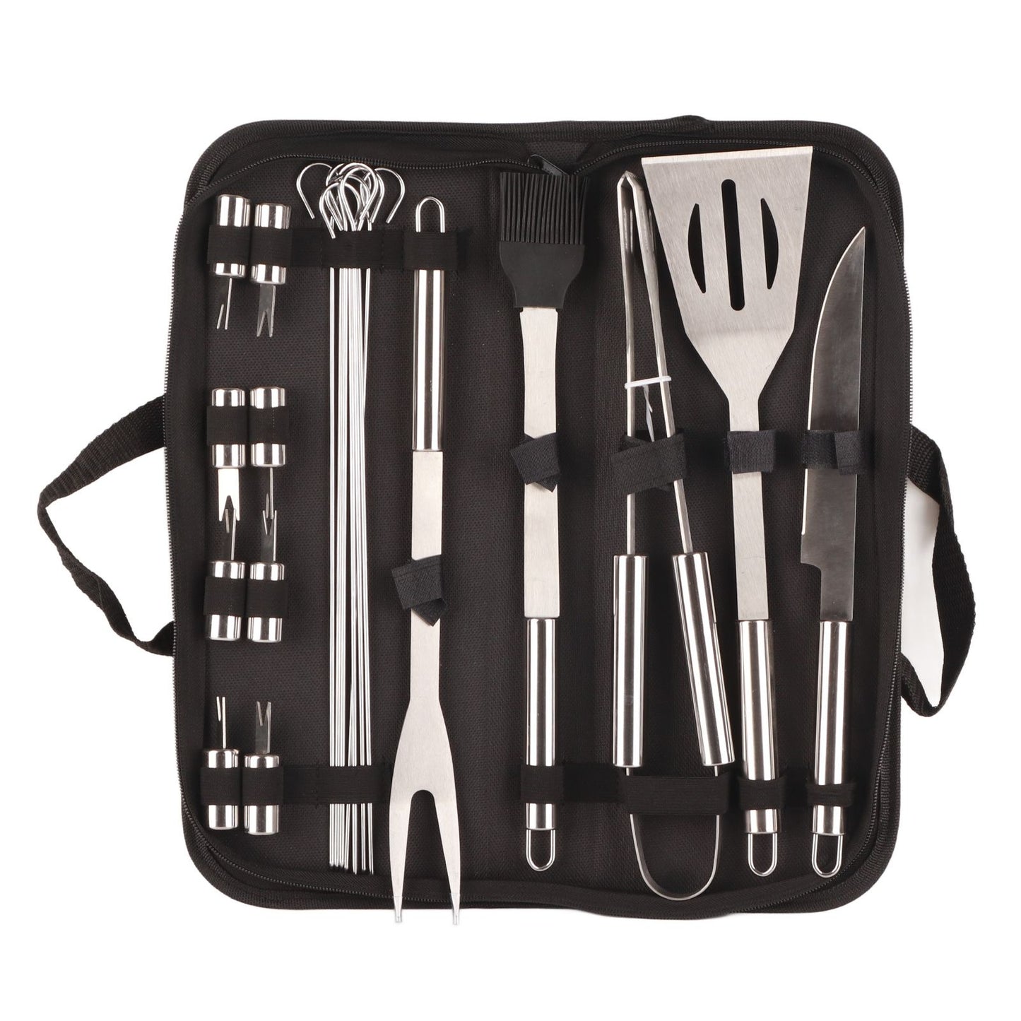 20pcs Barbecue Utensils Food Grade Stainless Steel Skewer Fork Knife BBQ Tool Set for Camping Hiking