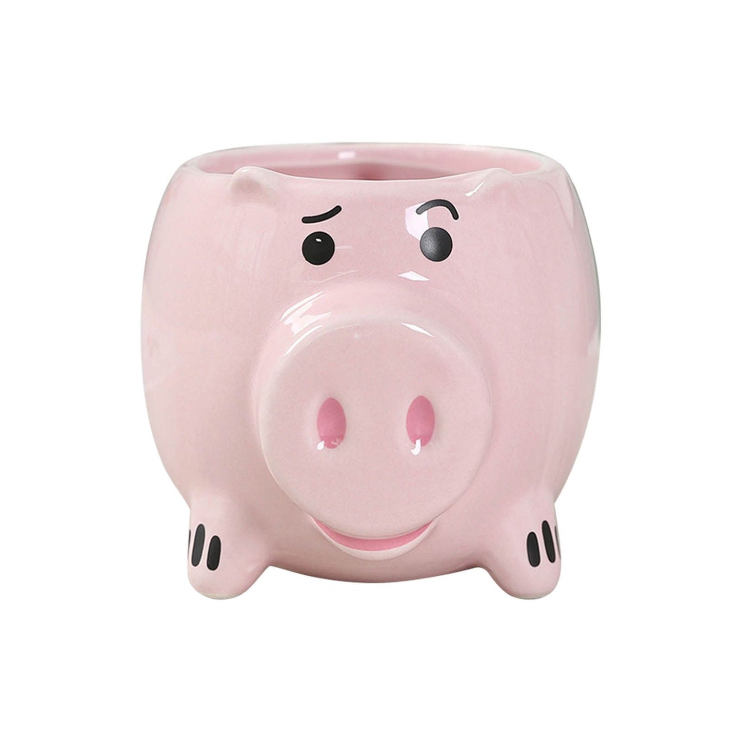 Ceramic Coffee Mug Wide Mouth Piggy Cute Water Cup with Handle for Home Cafe Office Pink
