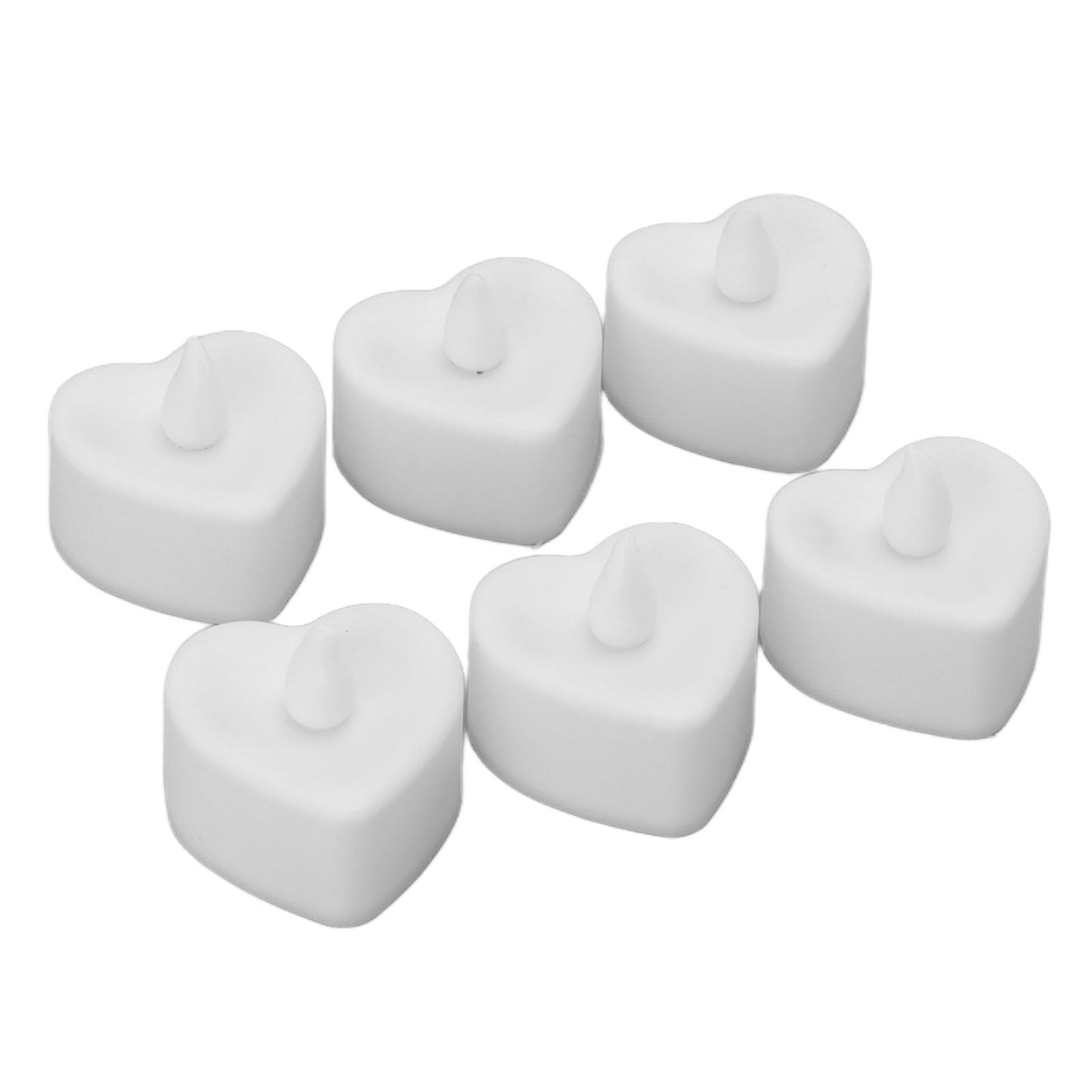 12Pcs LED Tea Lights Heart Shaped Flameless Battery Operated Electronic Fake Candles Wedding Party Decoration White