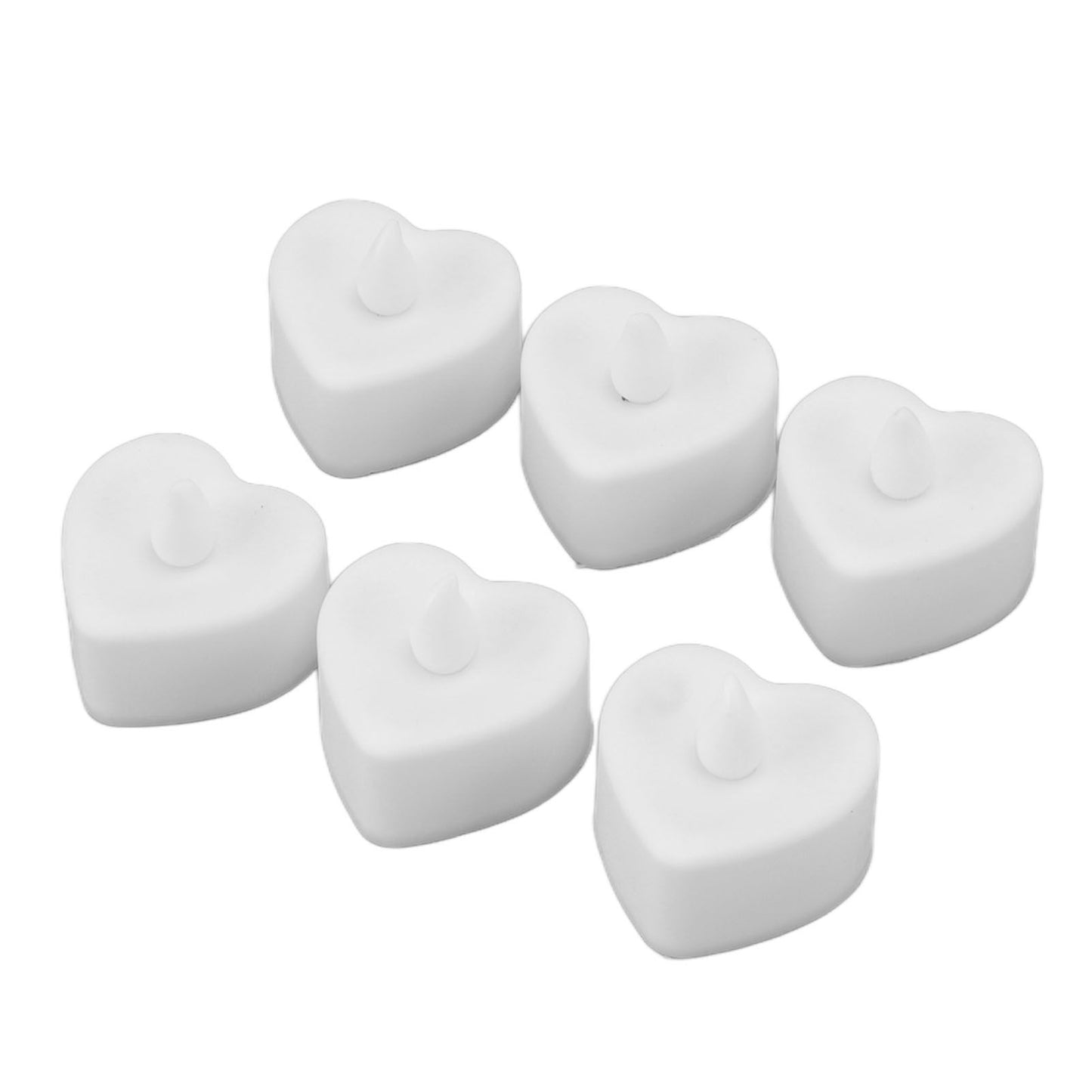 12Pcs LED Tea Lights Heart Shaped Flameless Battery Operated Electronic Fake Candles Wedding Party Decoration White