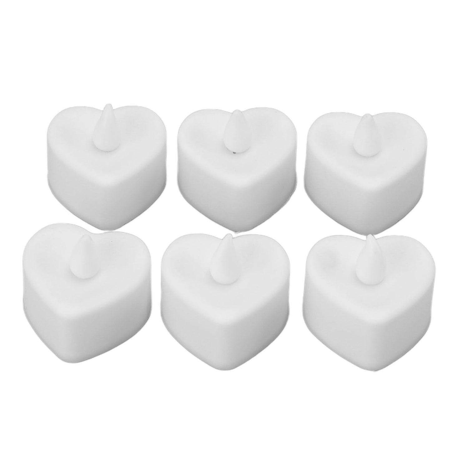 12Pcs LED Tea Lights Heart Shaped Flameless Battery Operated Electronic Fake Candles Wedding Party Decoration White