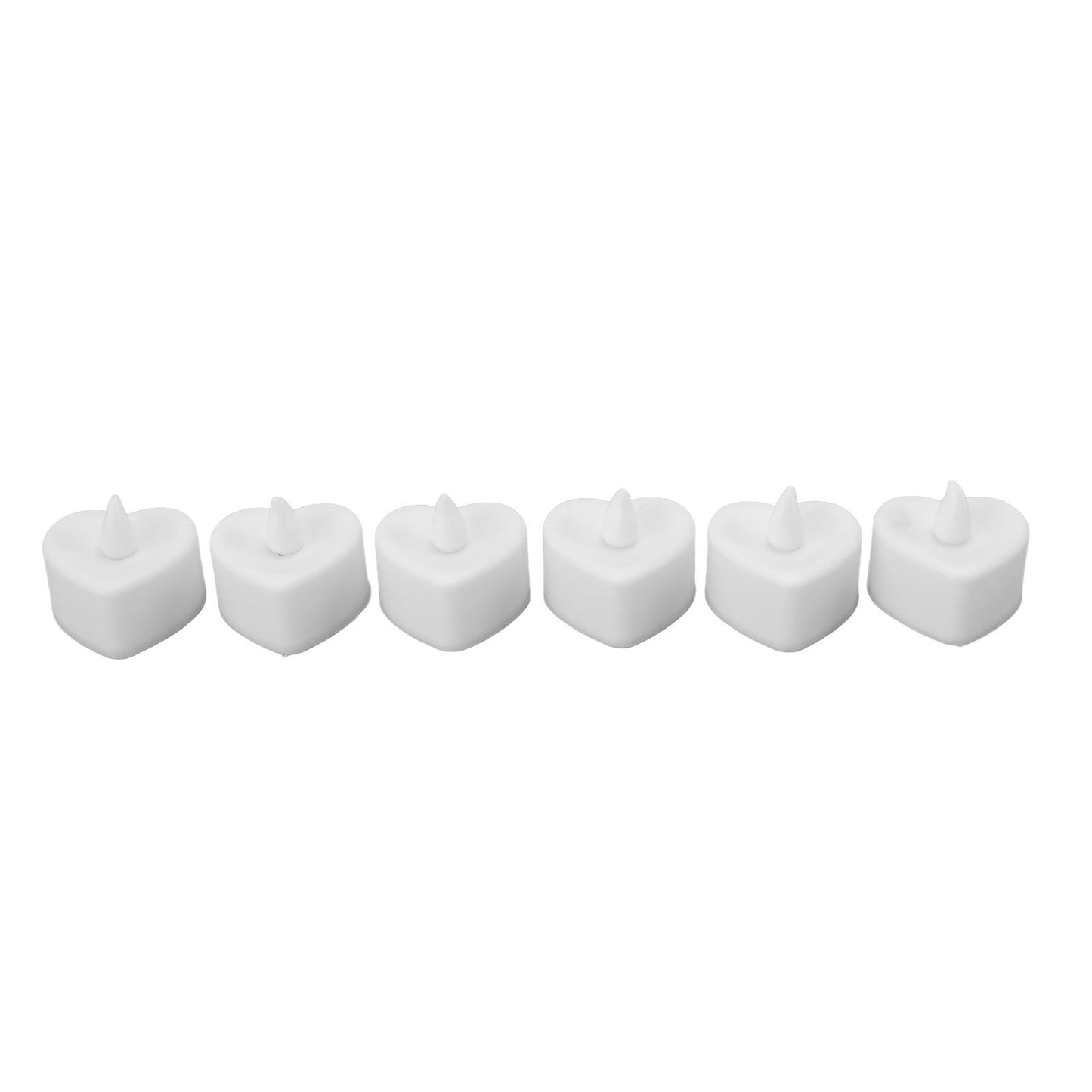 12Pcs LED Tea Lights Heart Shaped Flameless Battery Operated Electronic Fake Candles Wedding Party Decoration White