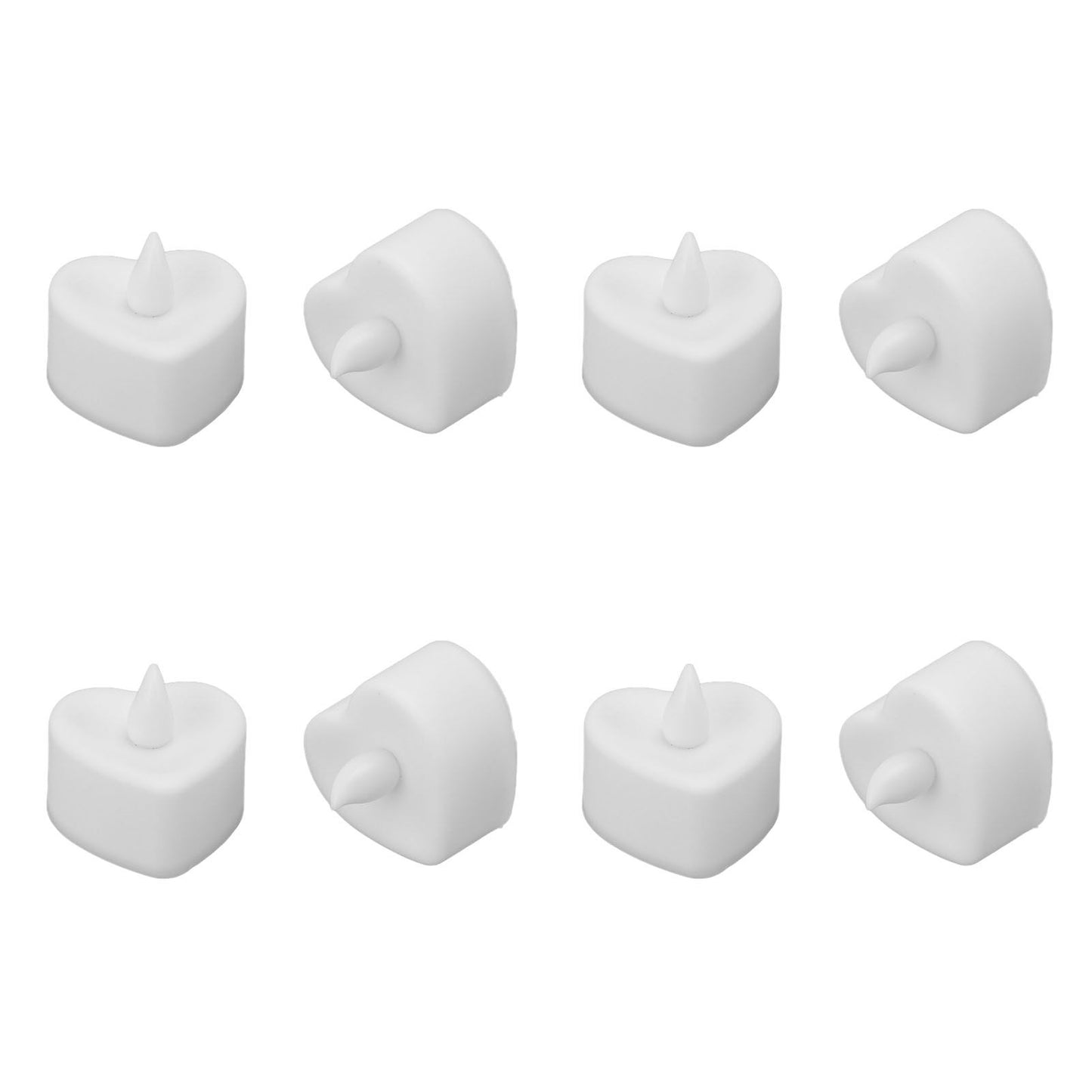 12Pcs LED Tea Lights Heart Shaped Flameless Battery Operated Electronic Fake Candles Wedding Party Decoration White