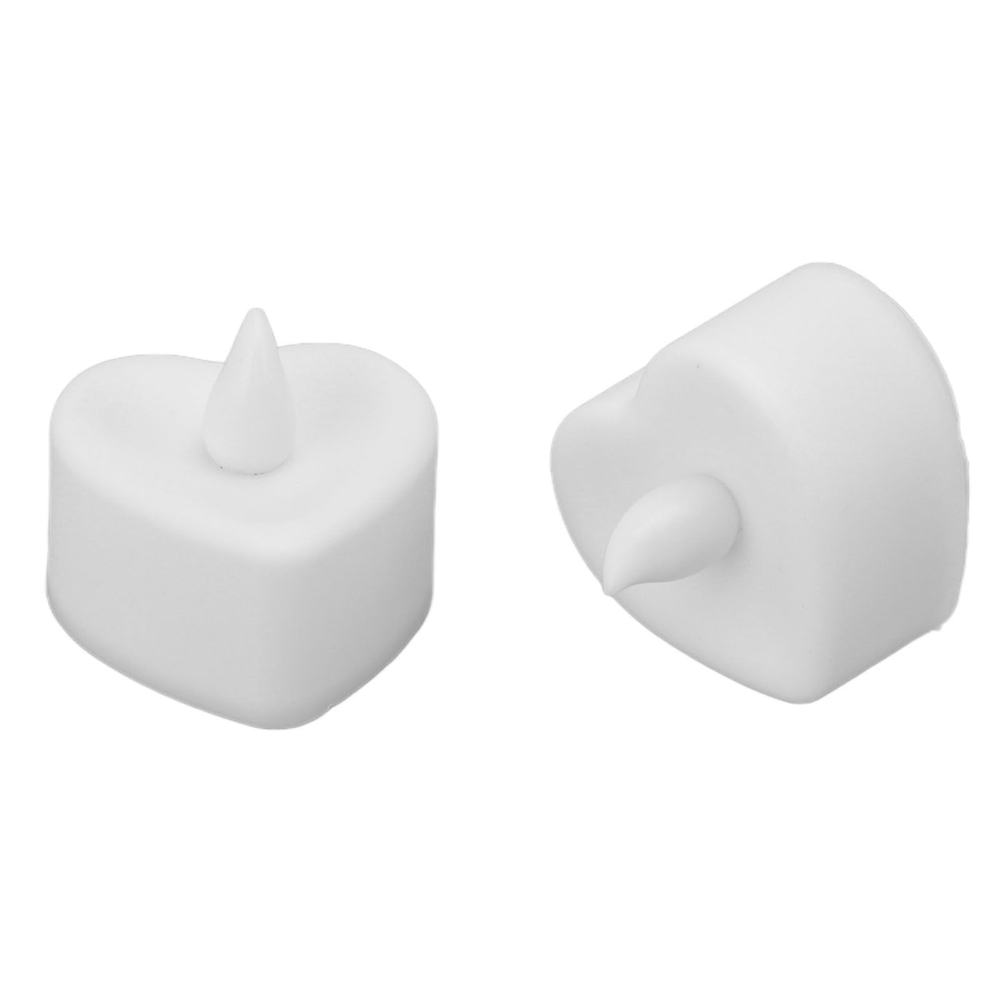 12Pcs LED Tea Lights Heart Shaped Flameless Battery Operated Electronic Fake Candles Wedding Party Decoration White