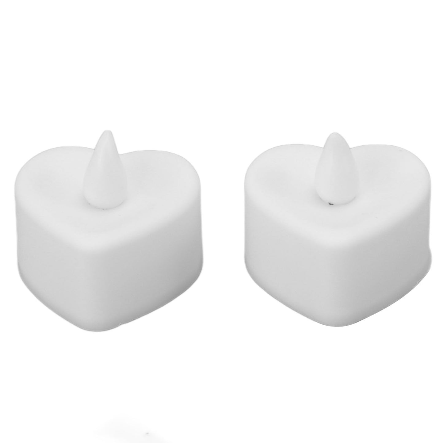12Pcs LED Tea Lights Heart Shaped Flameless Battery Operated Electronic Fake Candles Wedding Party Decoration White