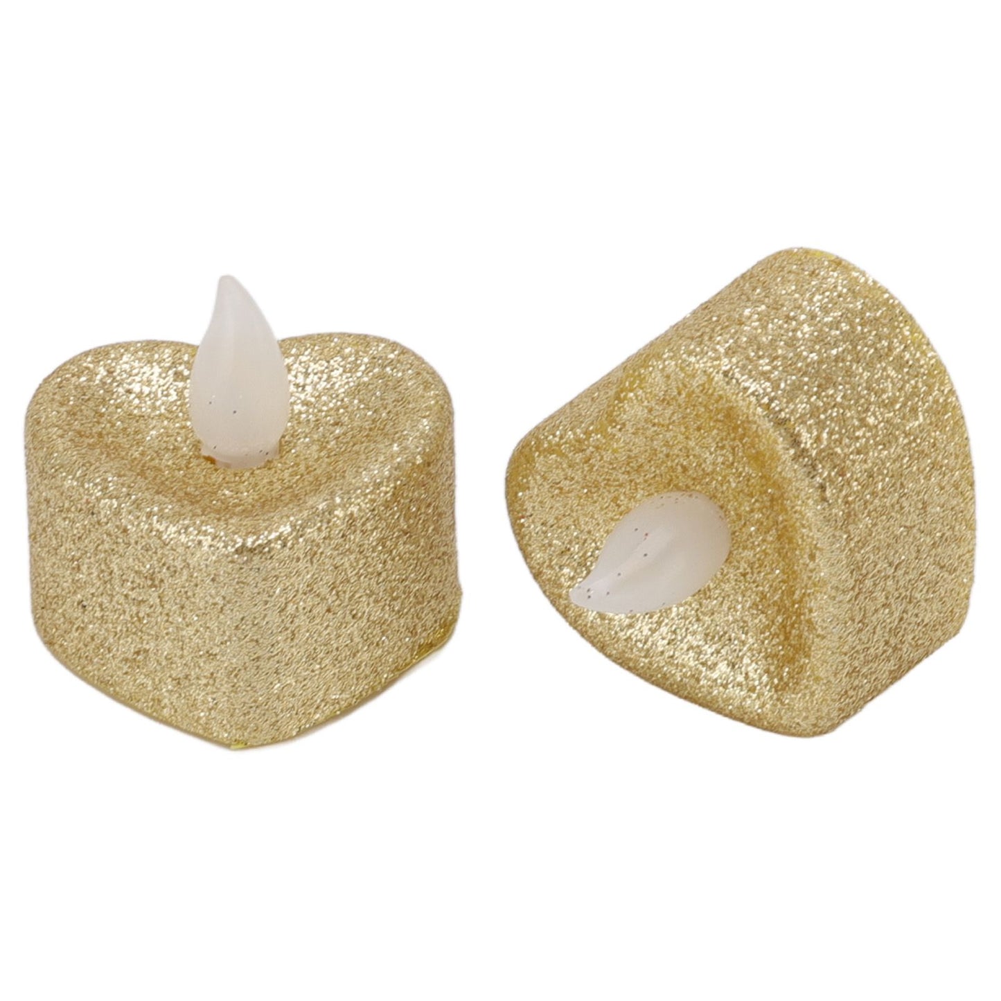 12 PCS LED Candle Lamp Gold Powder Heart Shape Tea Lights Secret Room Props for Christmas Wedding Party