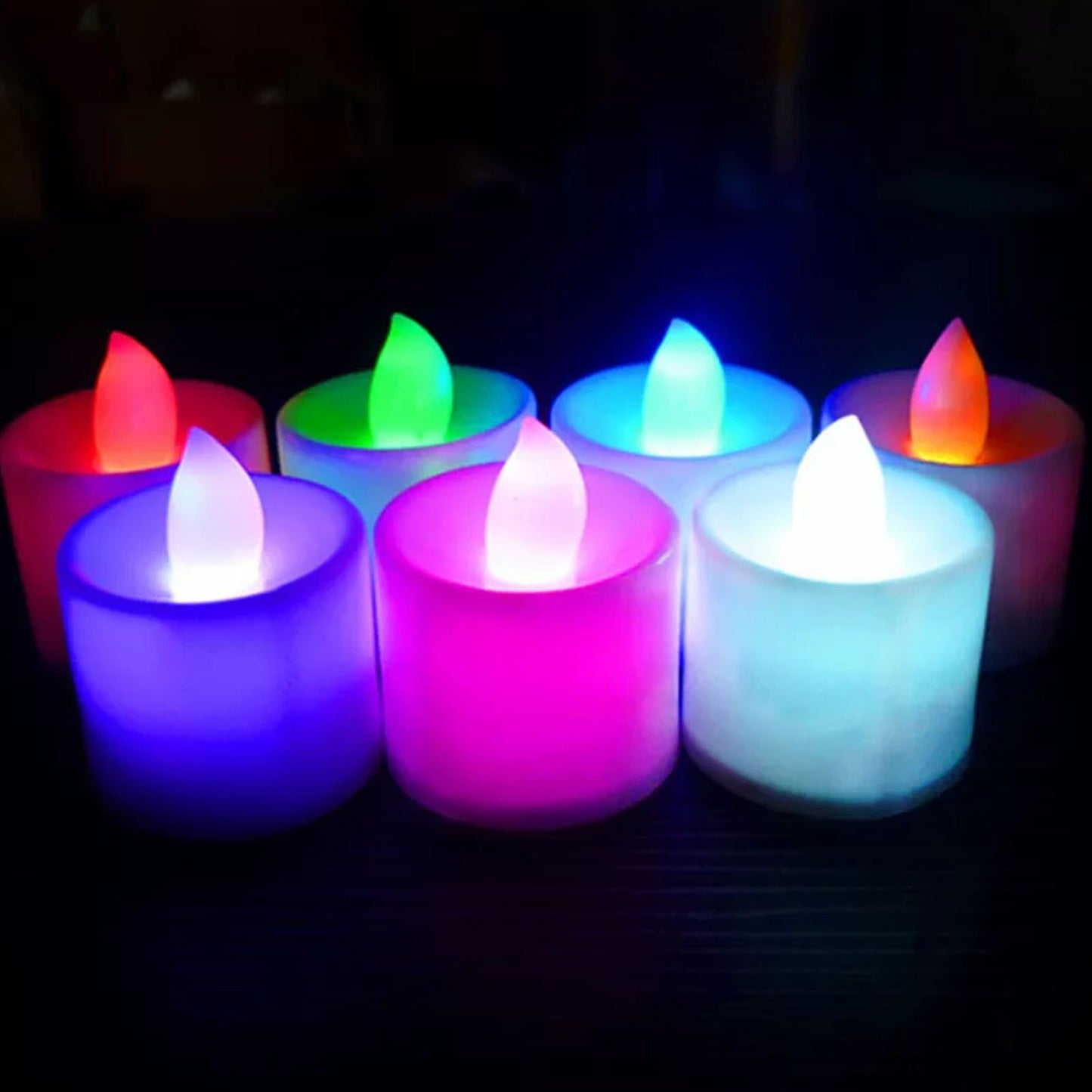 12Pcs Flameless LED Candle Light Tea Lights Candles with Color Transparent Wick Halloween Holiday Party Room Ambinece Props