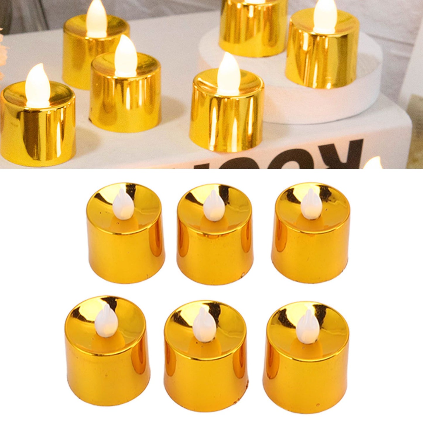 12 Pcs Electrogilding LED Electronic Candle Lamp for Christmas Wedding Birthday Party Home Decor Golden