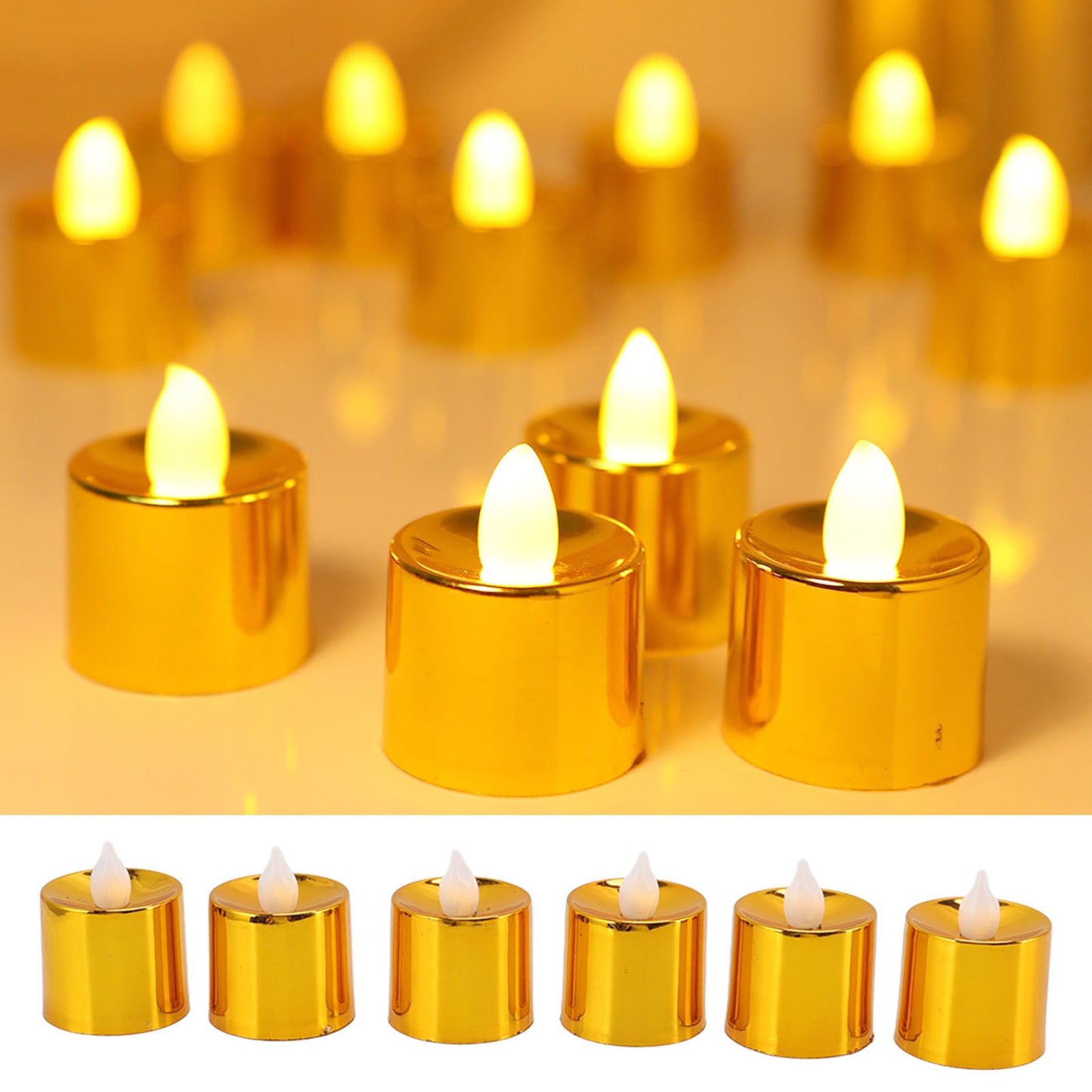 12 Pcs Electrogilding LED Electronic Candle Lamp for Christmas Wedding Birthday Party Home Decor Golden