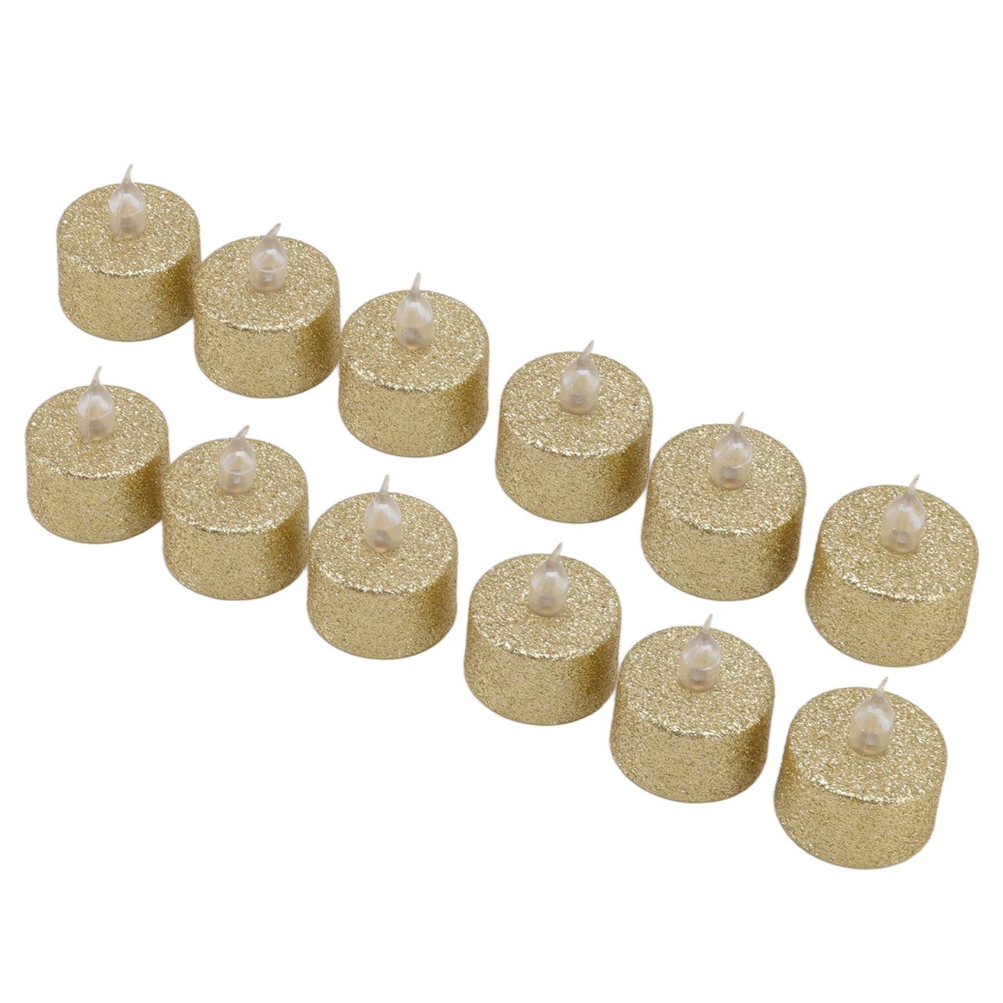 LED Candle Light Flameless Battery Operated Decorative Electronic Tea Light for Christmas Wedding 12pcs Gold