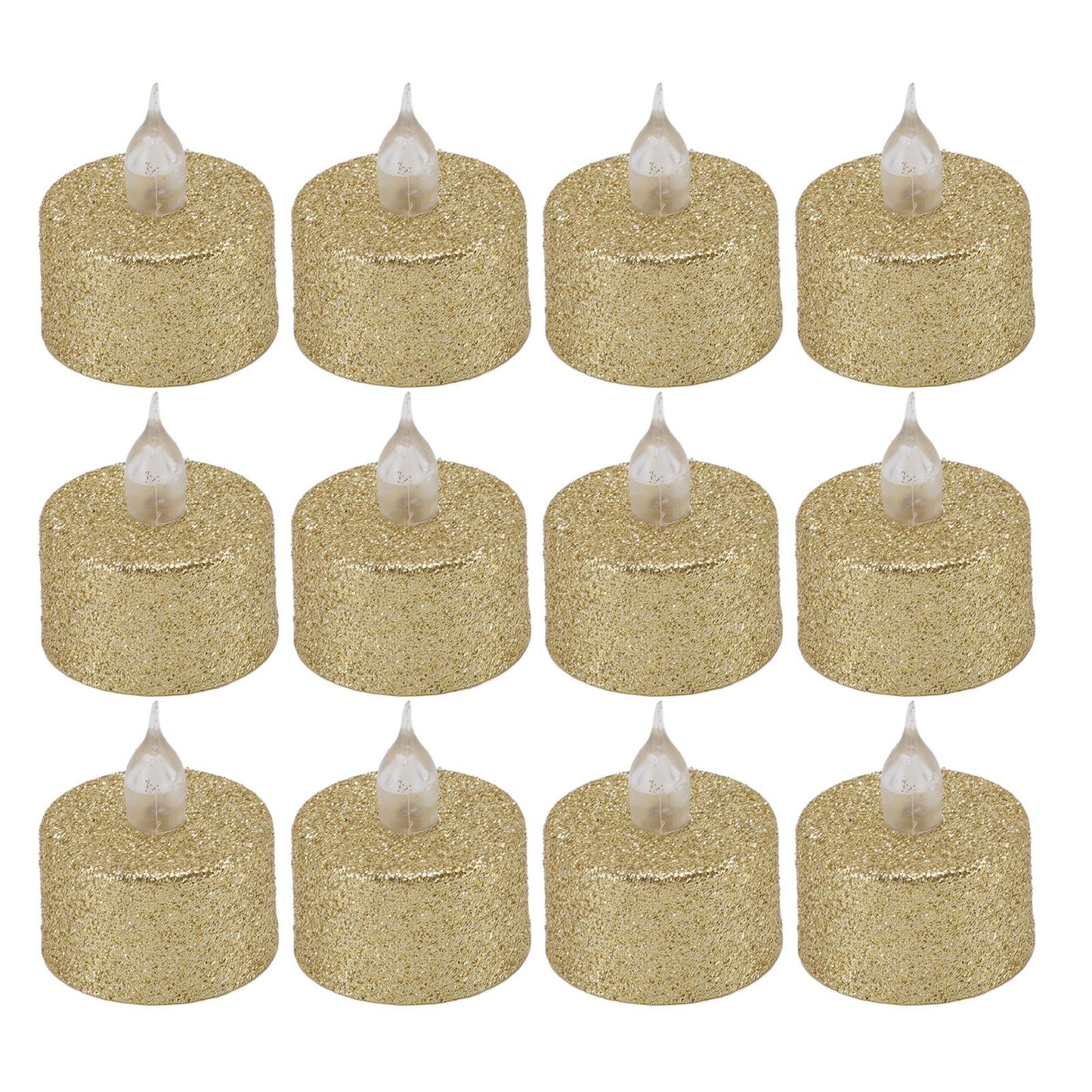 LED Candle Light Flameless Battery Operated Decorative Electronic Tea Light for Christmas Wedding 12pcs Gold