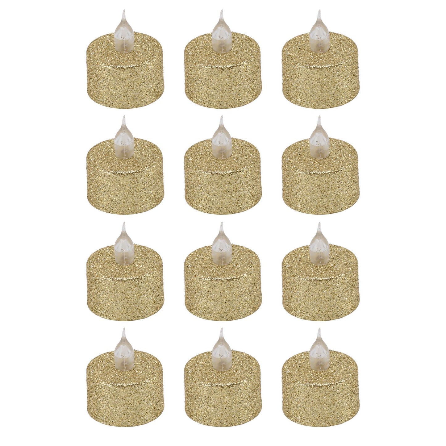 LED Candle Light Flameless Battery Operated Decorative Electronic Tea Light for Christmas Wedding 12pcs Gold