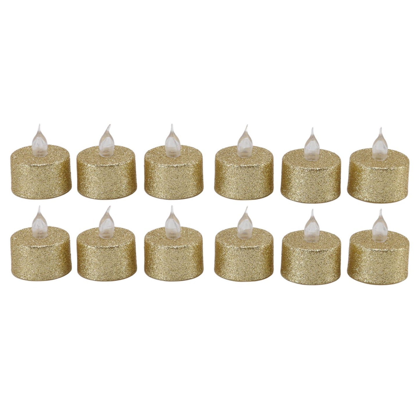 LED Candle Light Flameless Battery Operated Decorative Electronic Tea Light for Christmas Wedding 12pcs Gold