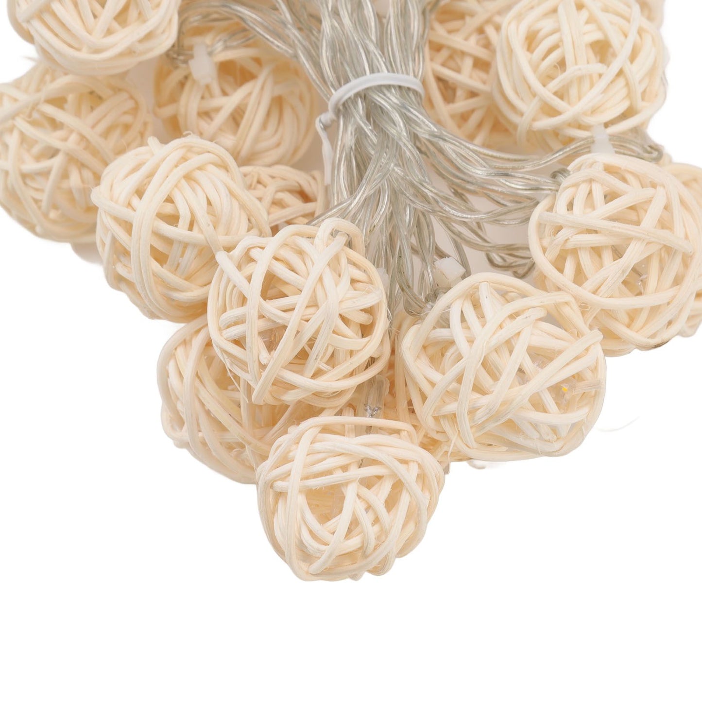 3m Rattan Ball Lantern String Lights 20 Globe Rattan Balls Battery Powered for Wedding Birthdays Decoration
