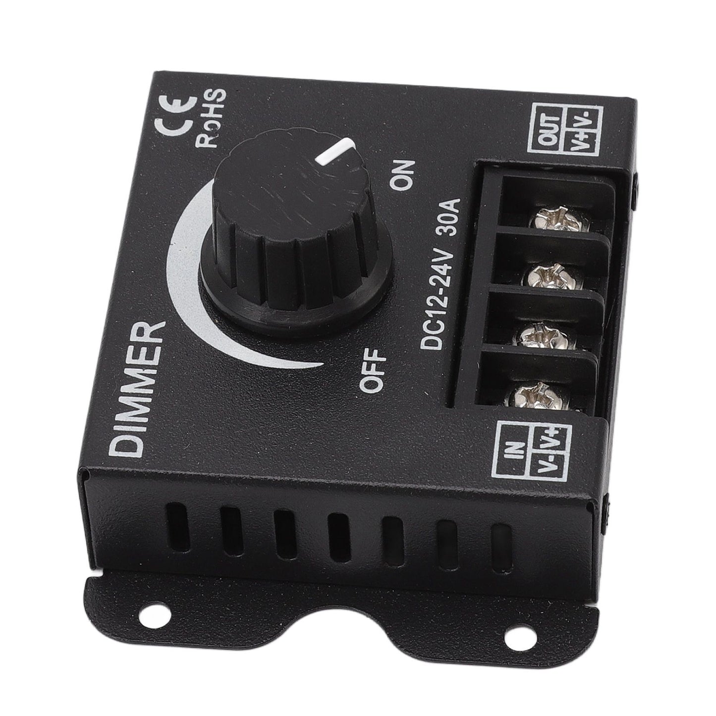 LED Dimmer Single Channel PWM Lighting Stepless Dimming Controller for 5050 3528 Single Color Light Strips DC 12V‑24V 30A