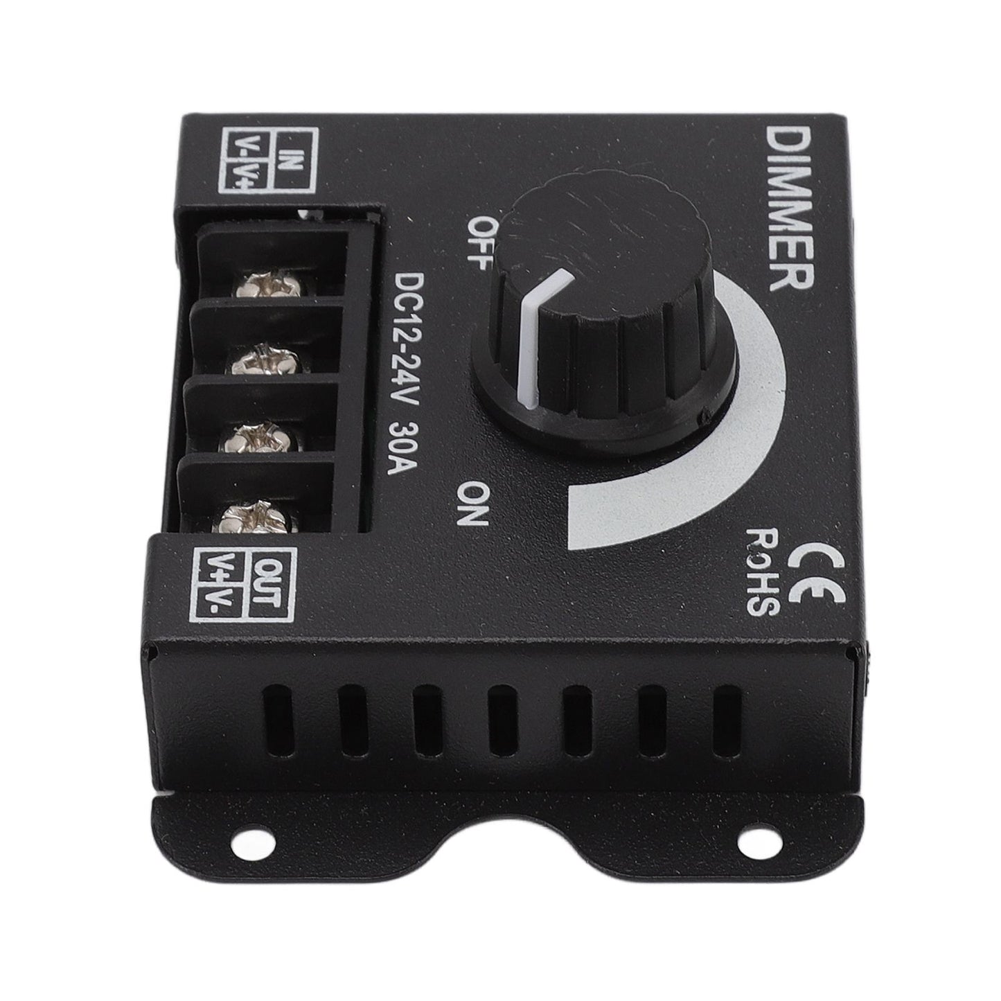 LED Dimmer Single Channel PWM Lighting Stepless Dimming Controller for 5050 3528 Single Color Light Strips DC 12V‑24V 30A