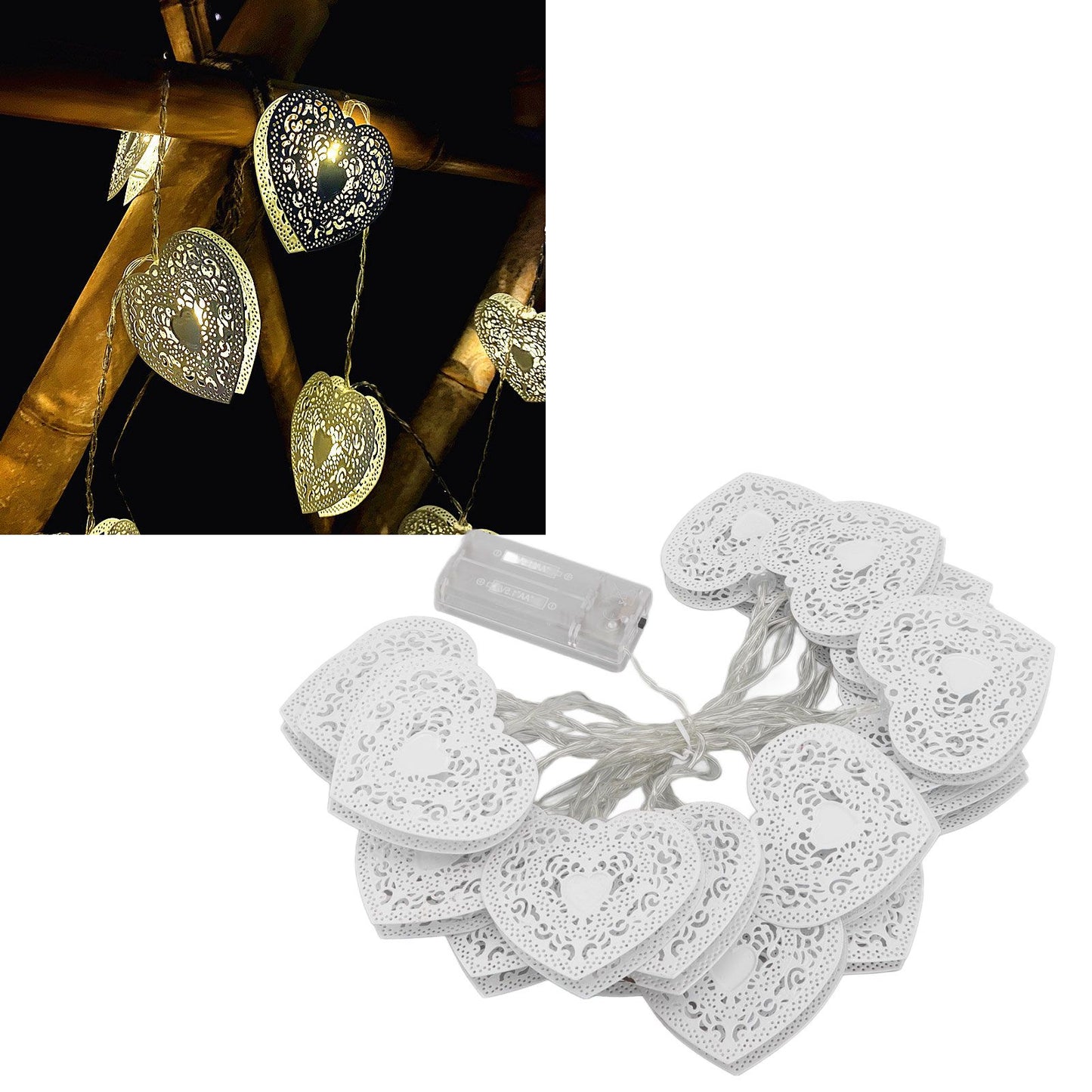 LED Love String Lights Iron 3 Meter Warm 20 Lamp Beads White Decoration Light for Valentine's Day Wedding