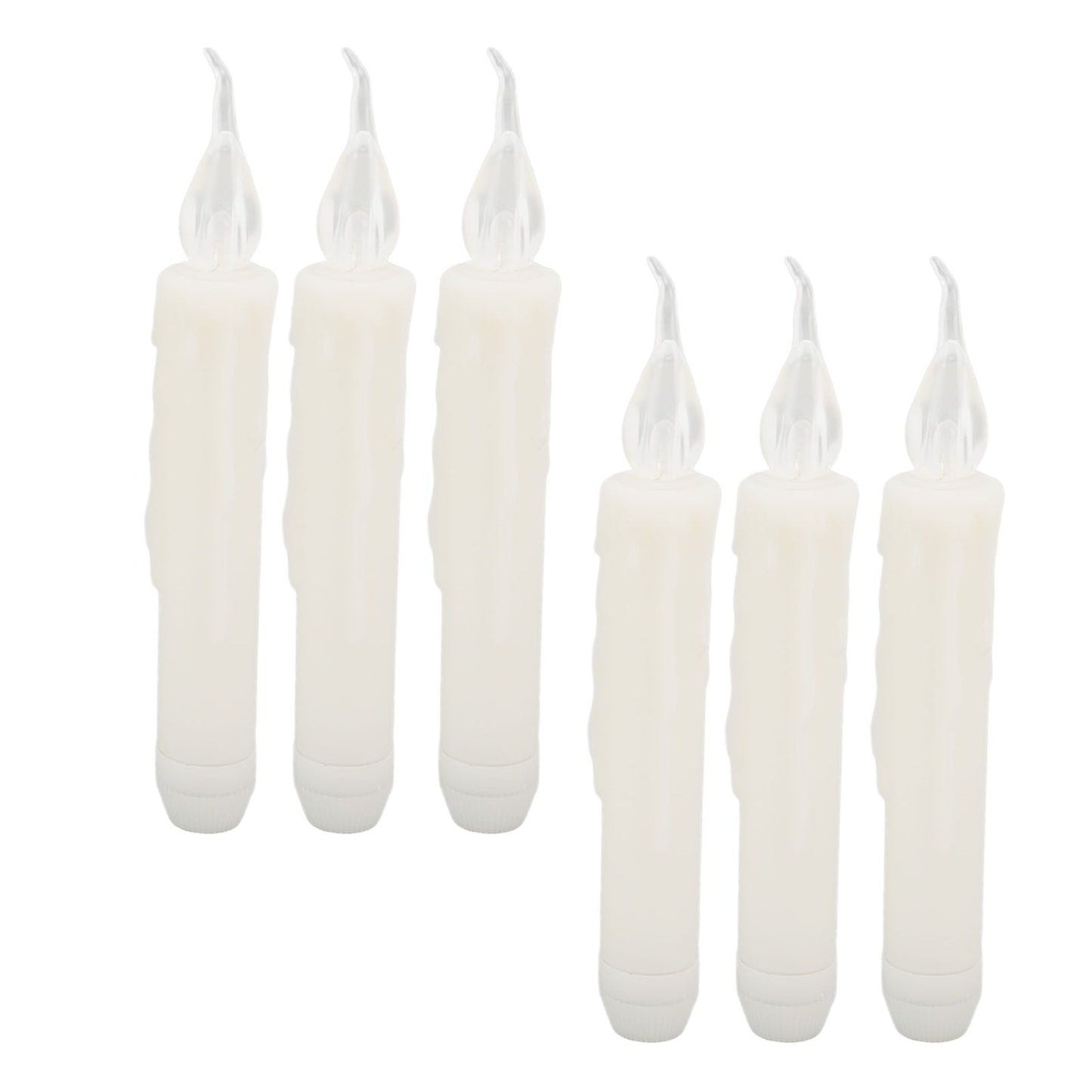 6 Pcs LED Taper Candles Smokeless Reusable Warm Light Long Strip Candle Lights for Parties Weddings Family Gatherings