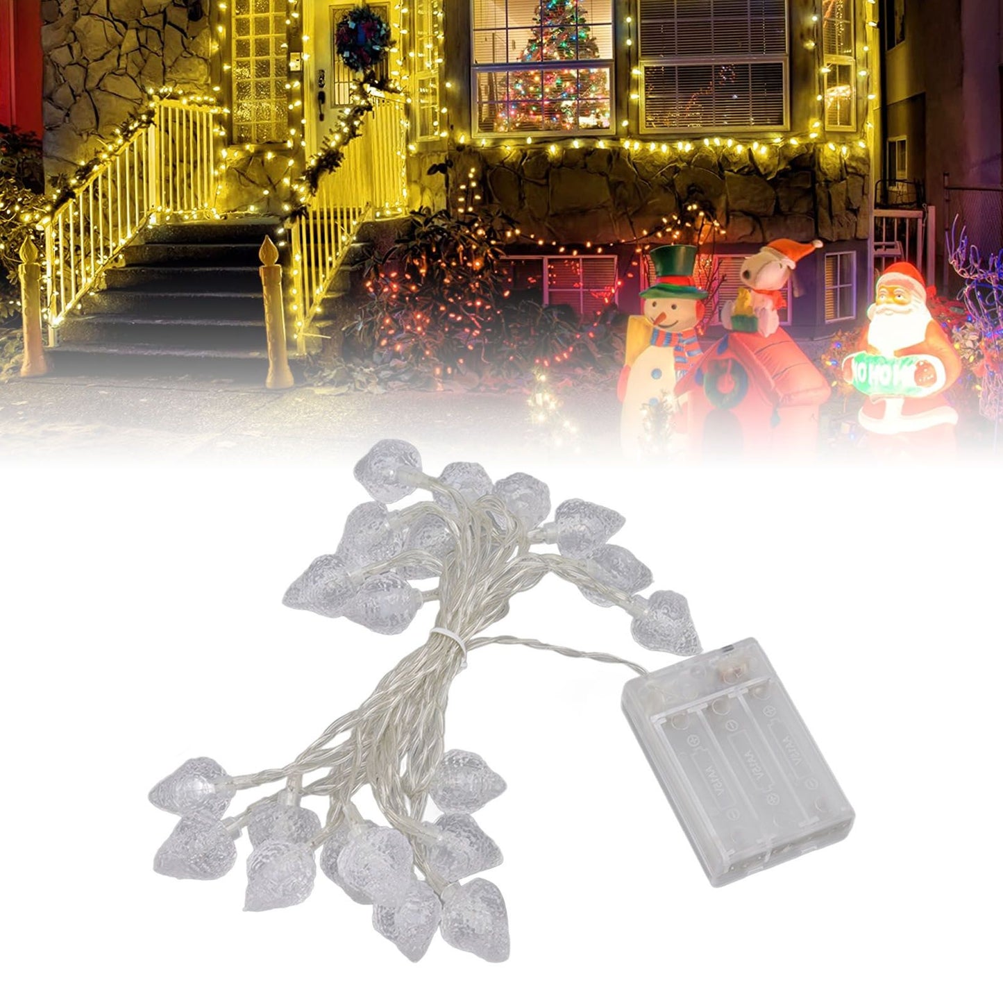 20 LEDs Christmas Lights Outdoor Strawberry Fairy String Lights Battery Powered Festival Decor Light String for Home Room
