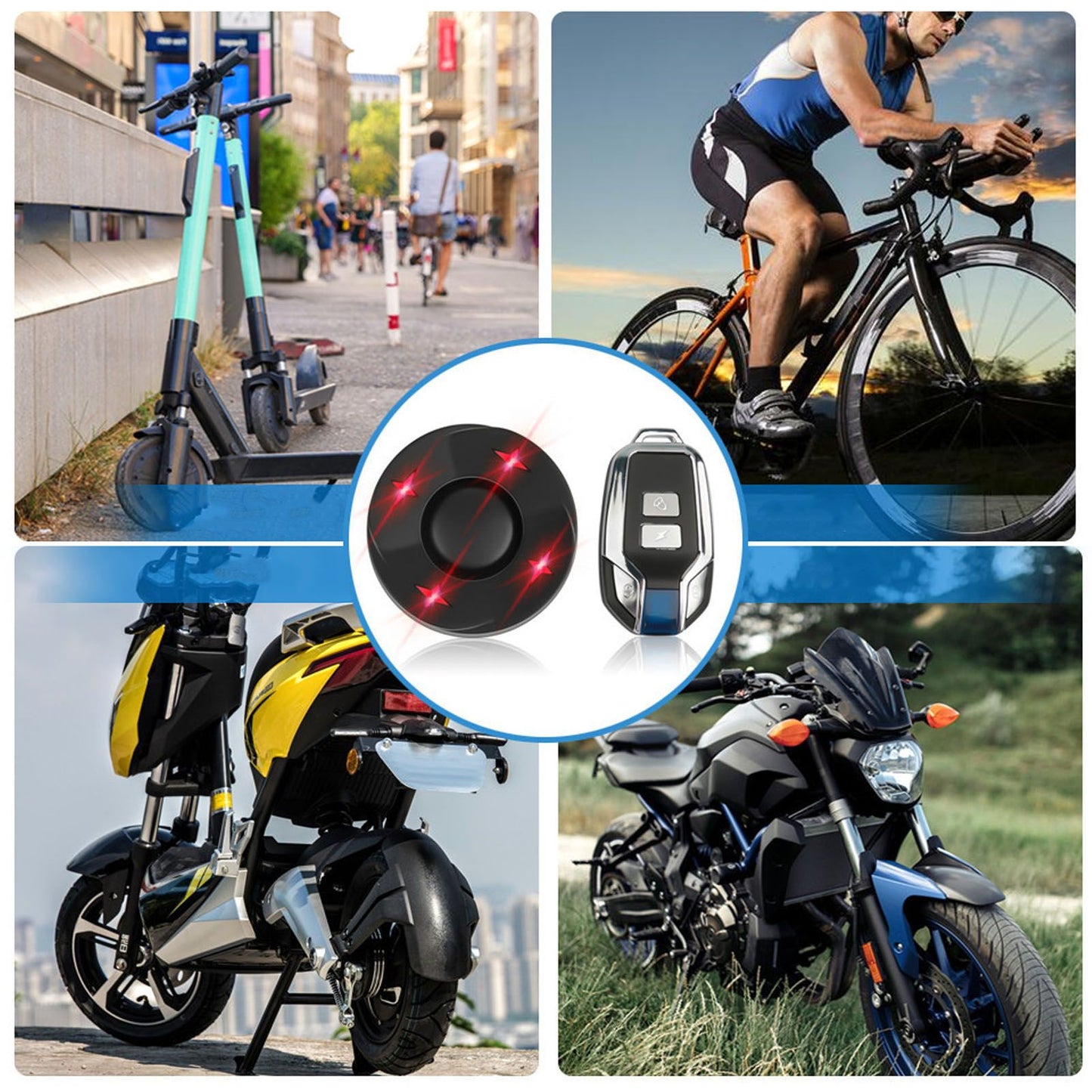 Bike Alarm with Light Wireless Anti Theft Bike Motorcycle Rear Light Alarm Louder Volume Bike Security Alarm System Black Single Remote