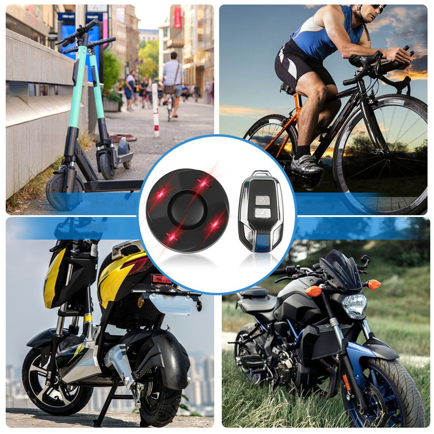 Bike Alarm with Light Wireless Anti Theft Bike Motorcycle Rear Light Alarm Louder Volume Bike Security Alarm System Black Dual Remote