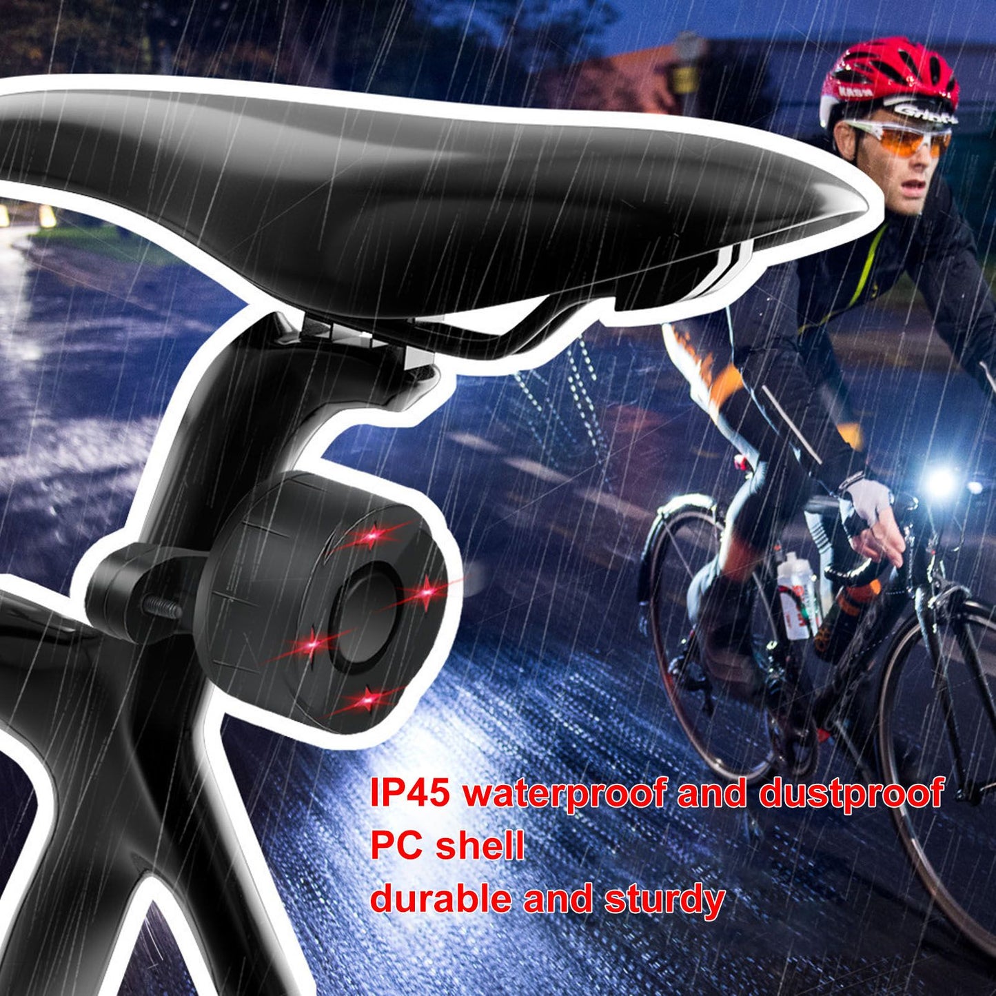 Bike Alarm with Light Wireless Anti Theft Bike Motorcycle Rear Light Alarm Louder Volume Bike Security Alarm System Black Dual Remote