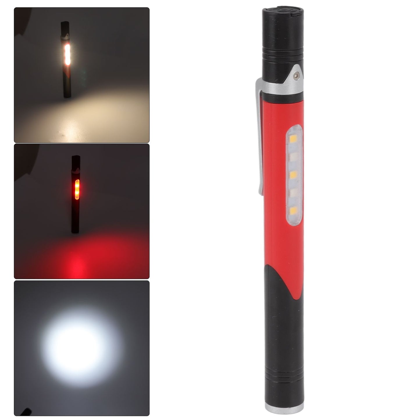 Pen Flashlight USB Charge 3 Light Sources LED Chip Clip Design Widely Used Pen Light Flashlight for Repair Hospital Red