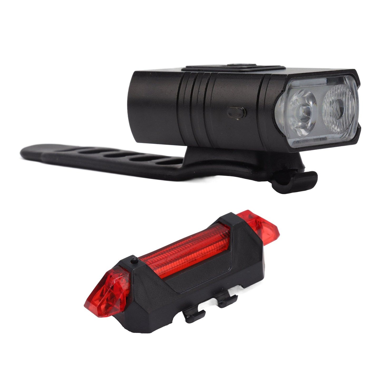 LED Cycling Light Kit Bike Front and Tail Lamps with Battery USB Charging Outdoor Riding Lamp Set
