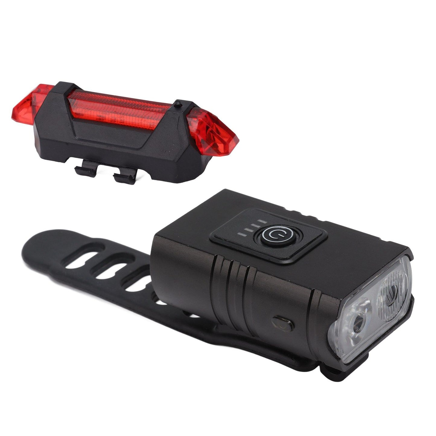 LED Cycling Light Kit Bike Front and Tail Lamps with Battery USB Charging Outdoor Riding Lamp Set