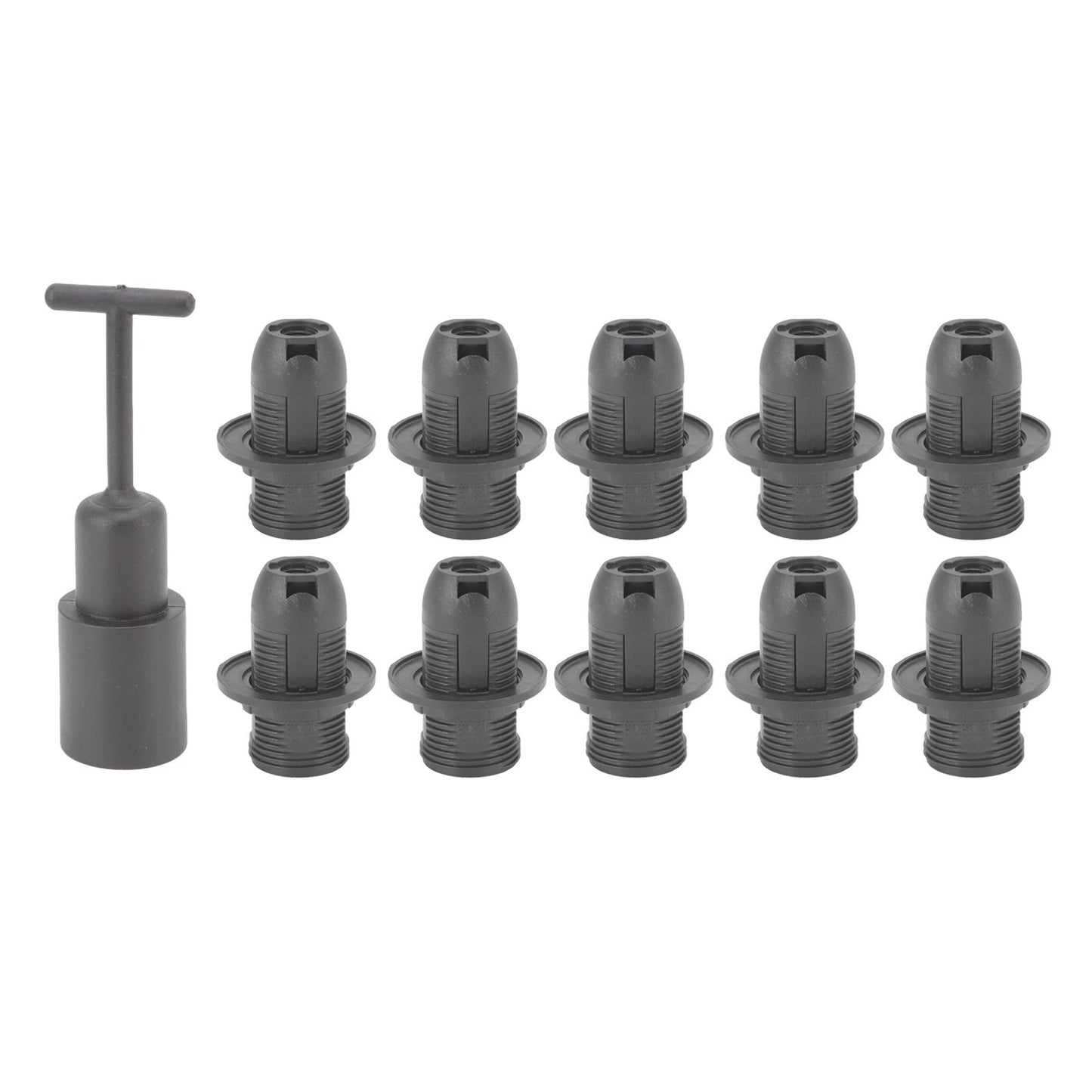 10PCS E14 Lamp Holder ABS with Sleeve High Temperature Resistant Light Socket Base for Home Black