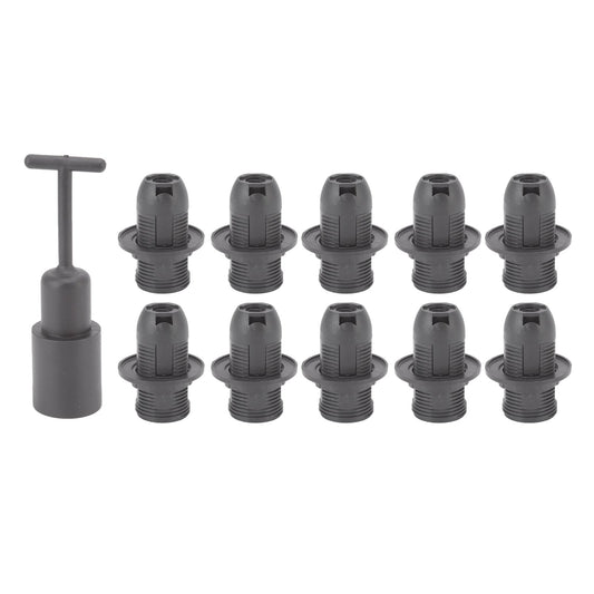10PCS E14 Lamp Holder ABS with Sleeve High Temperature Resistant Light Socket Base for Home Black
