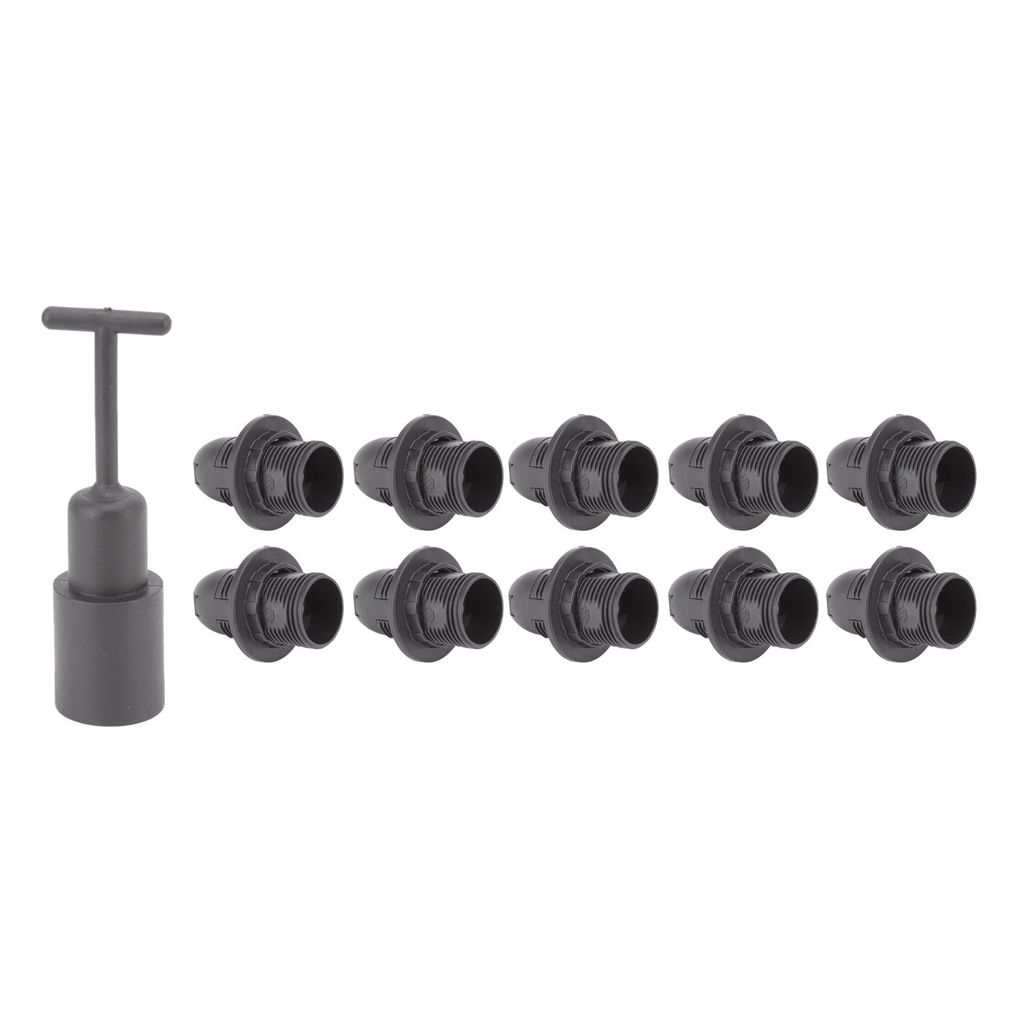 10PCS E14 Lamp Holder ABS with Sleeve High Temperature Resistant Light Socket Base for Home Black